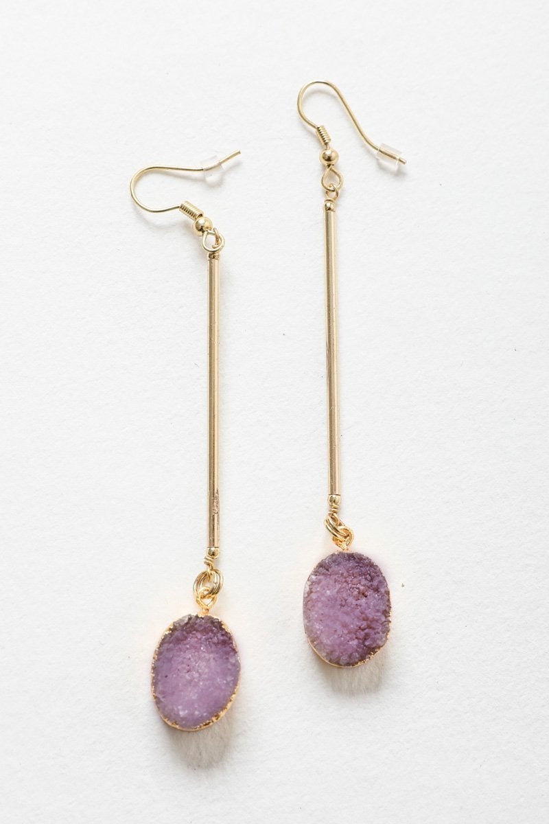 Elegant gemstone drop earrings featuring various crystal types with French hooks, perfect for any occasion.