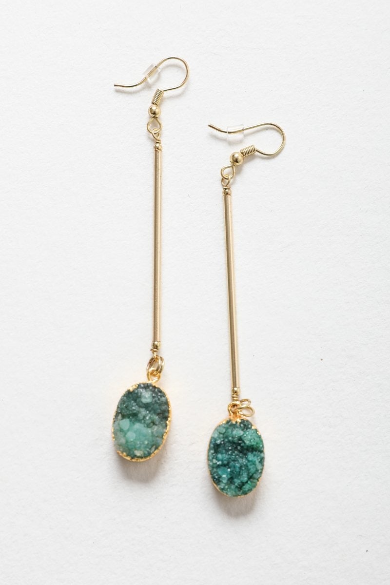 Elegant gemstone drop earrings featuring various crystal types with French hooks, perfect for any occasion.