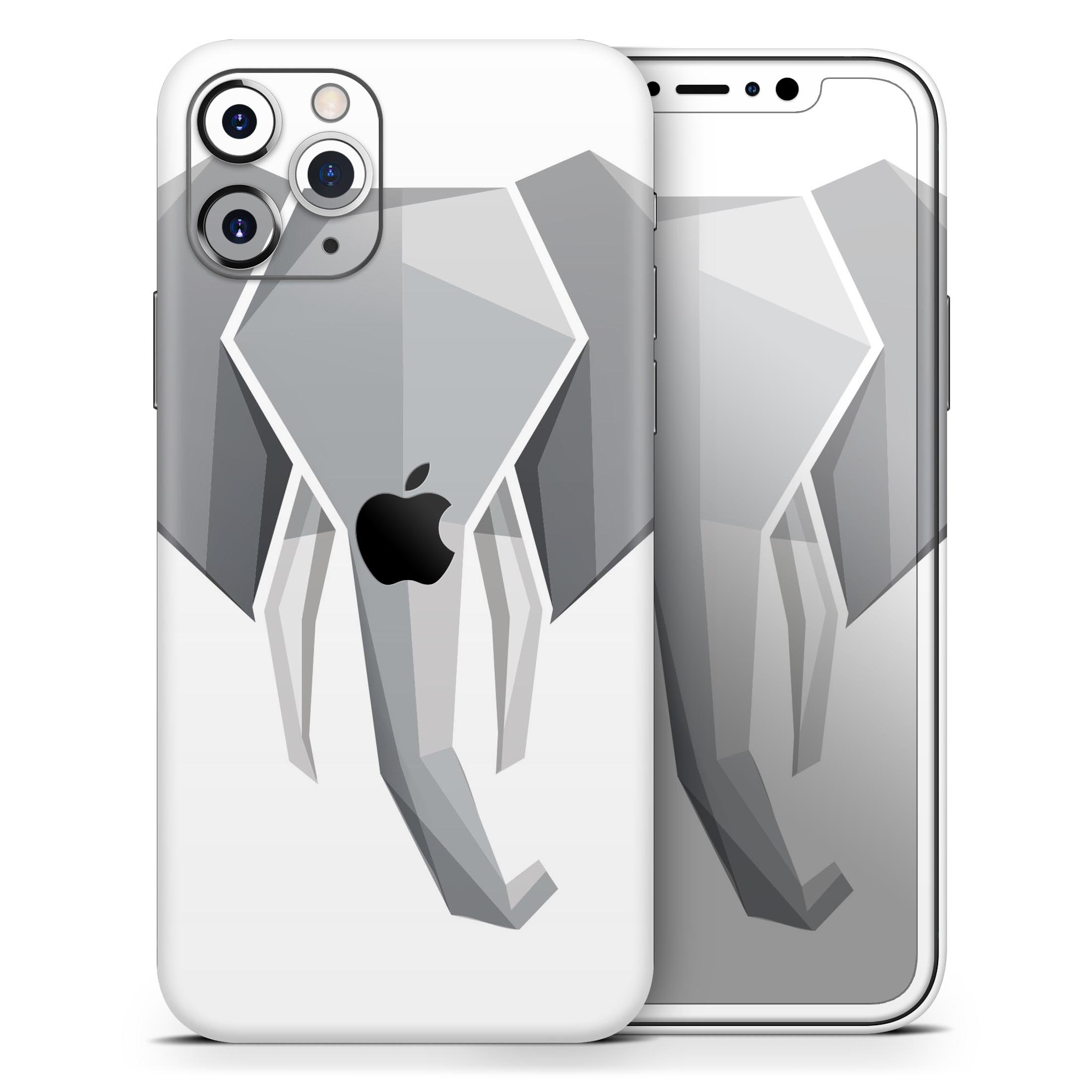 Geometric Elephant Skin-Kit for Apple iPhone 13, showcasing vibrant design and premium vinyl material.