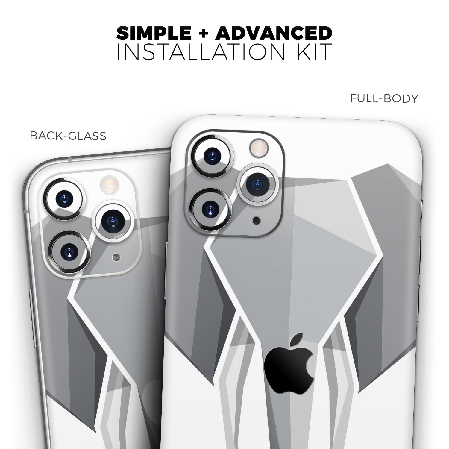 Geometric Elephant Skin-Kit for Apple iPhone 13, showcasing vibrant design and premium vinyl material.