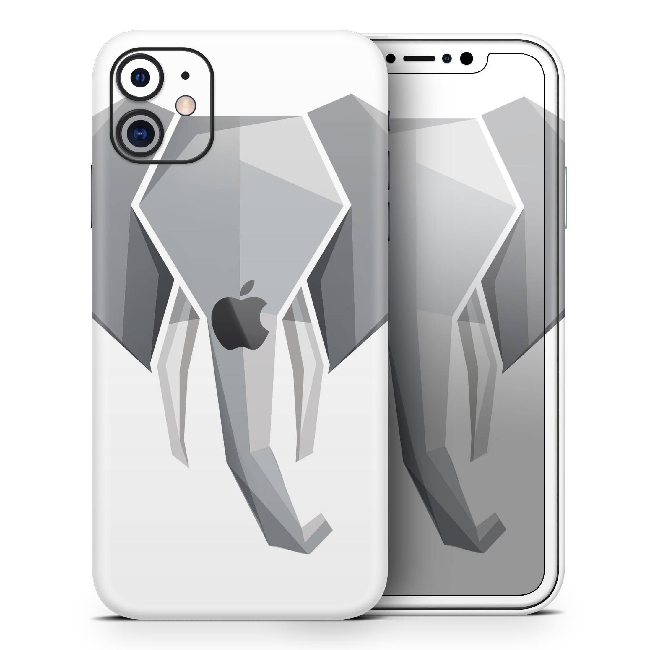 Geometric Elephant Skin-Kit for Apple iPhone 13, showcasing vibrant design and premium vinyl material.