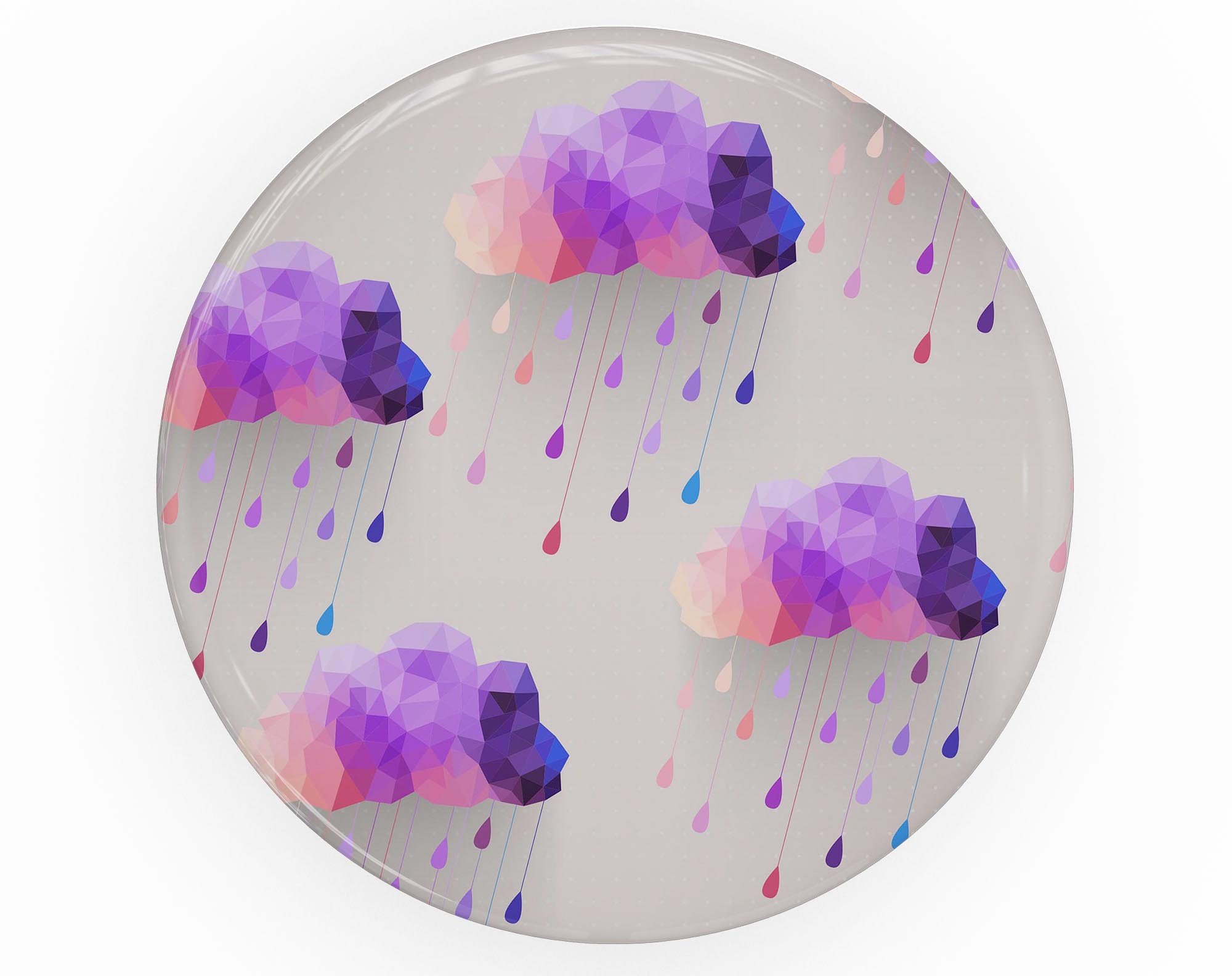 Geometric Rain Clouds Skin Kit for PopSockets, showcasing vibrant colors and patterns on a smartphone grip.