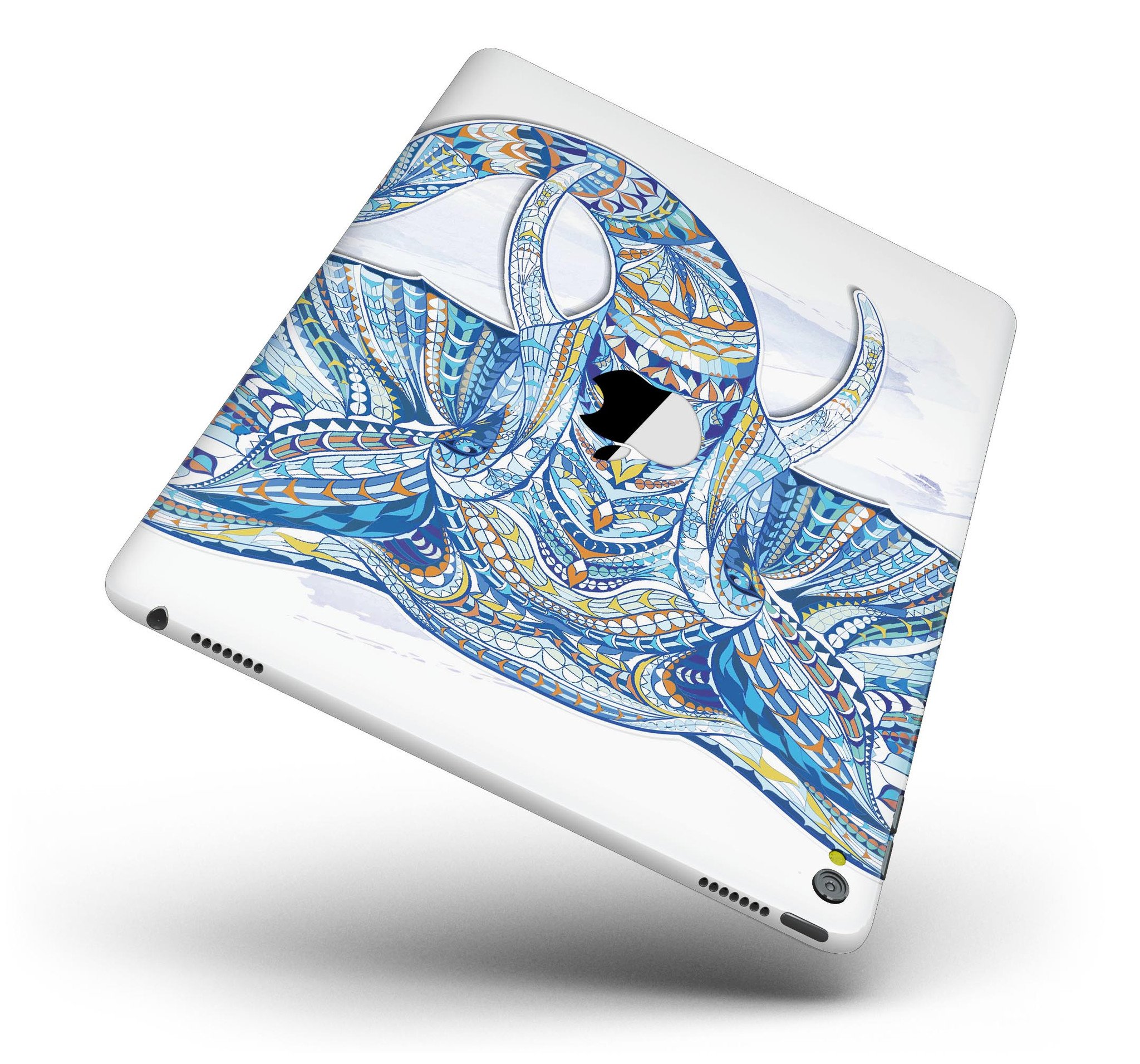 Geometric Sacred Elephant Full Body Skin for iPad Pro, showcasing vibrant colors and intricate design.