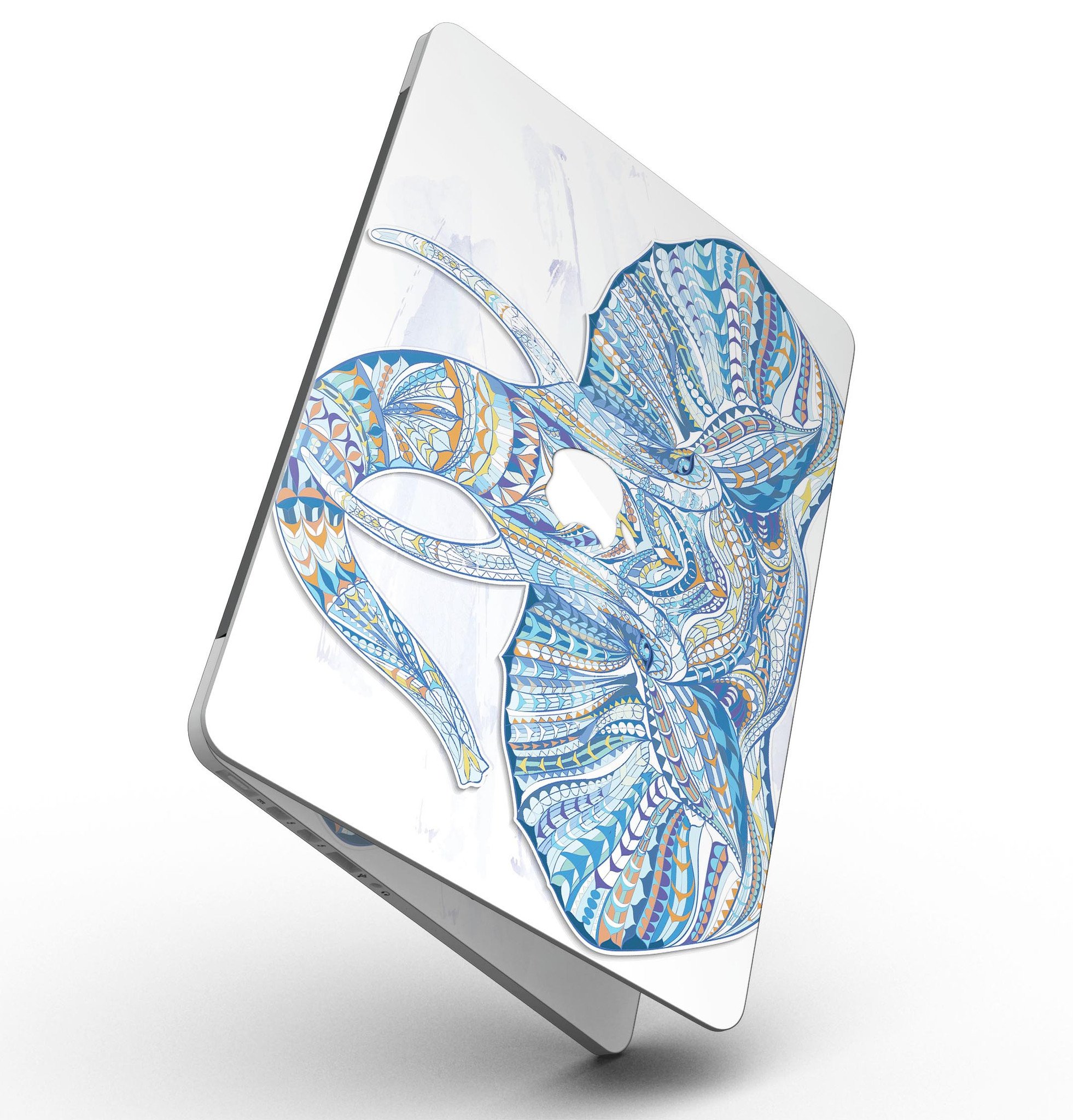 Geometric Sacred Elephant skin for MacBook Pro with Retina Display, showcasing vibrant colors and intricate design.