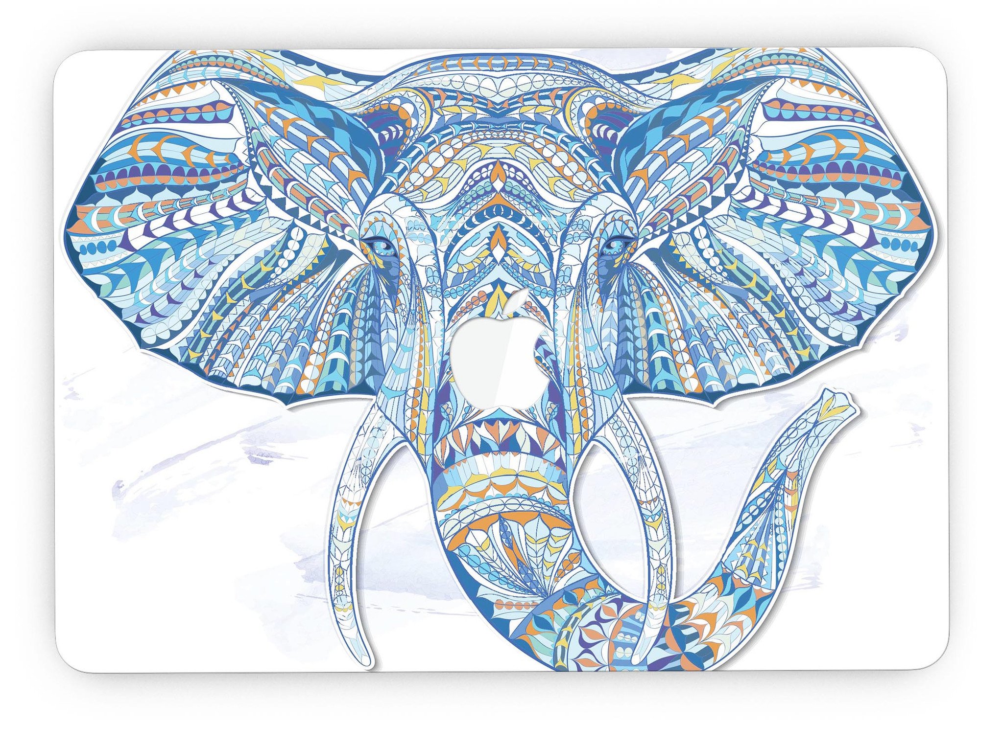 Geometric Sacred Elephant skin for MacBook Pro with Retina Display, showcasing vibrant colors and intricate design.