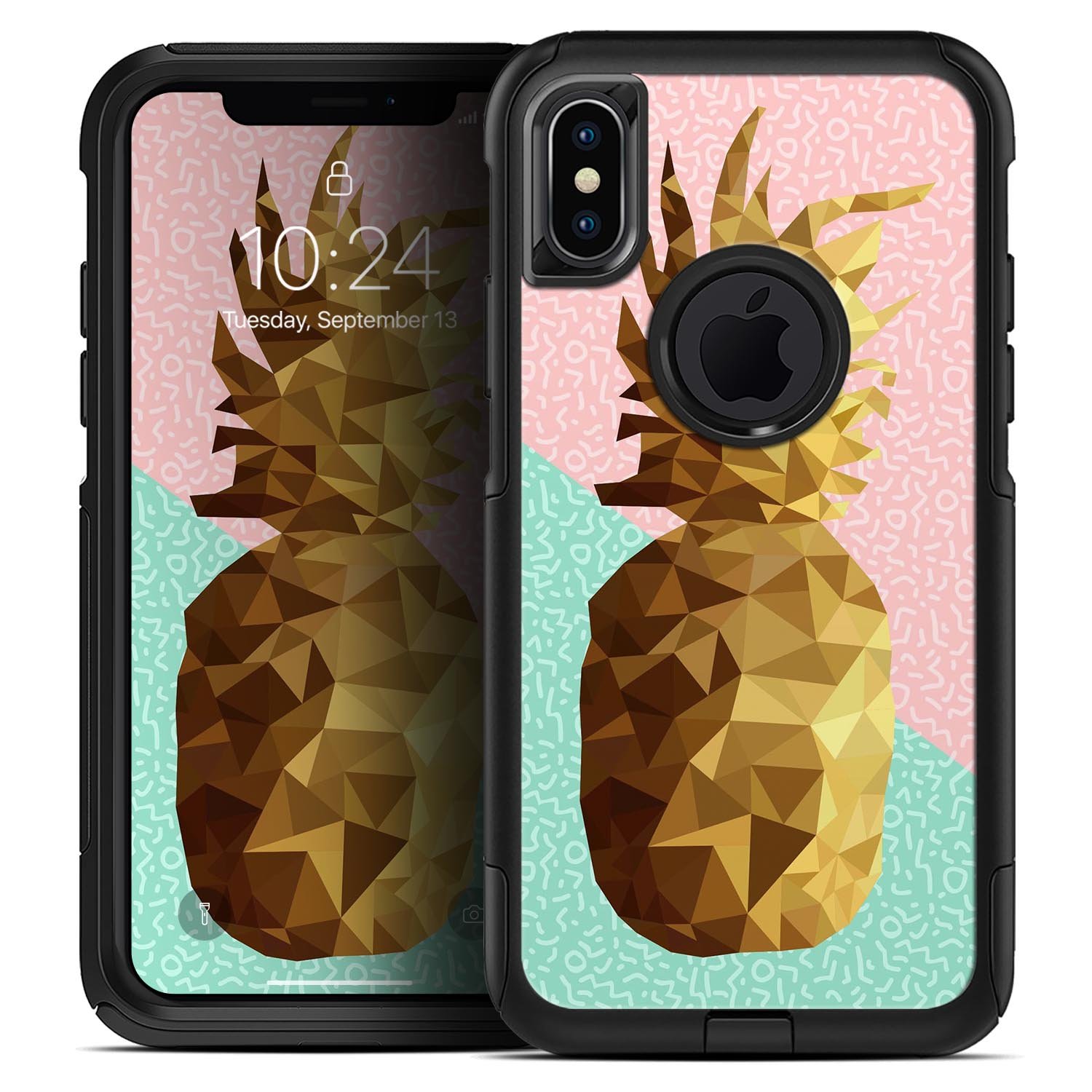 Geometric Summer Pineapple Skin Kit for iPhone OtterBox Cases featuring vibrant pineapple design and premium quality materials.