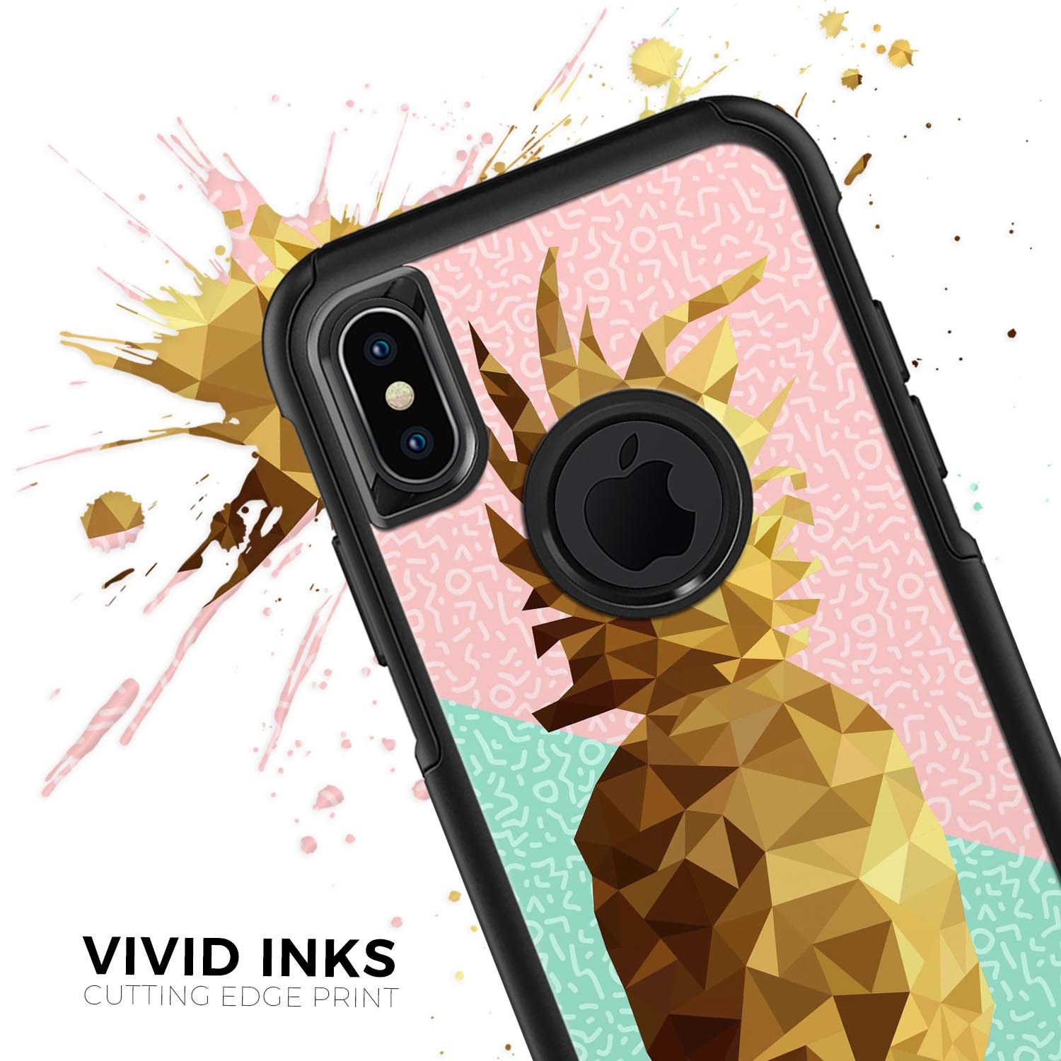 Geometric Summer Pineapple Skin Kit for iPhone OtterBox Cases featuring vibrant pineapple design and premium quality materials.