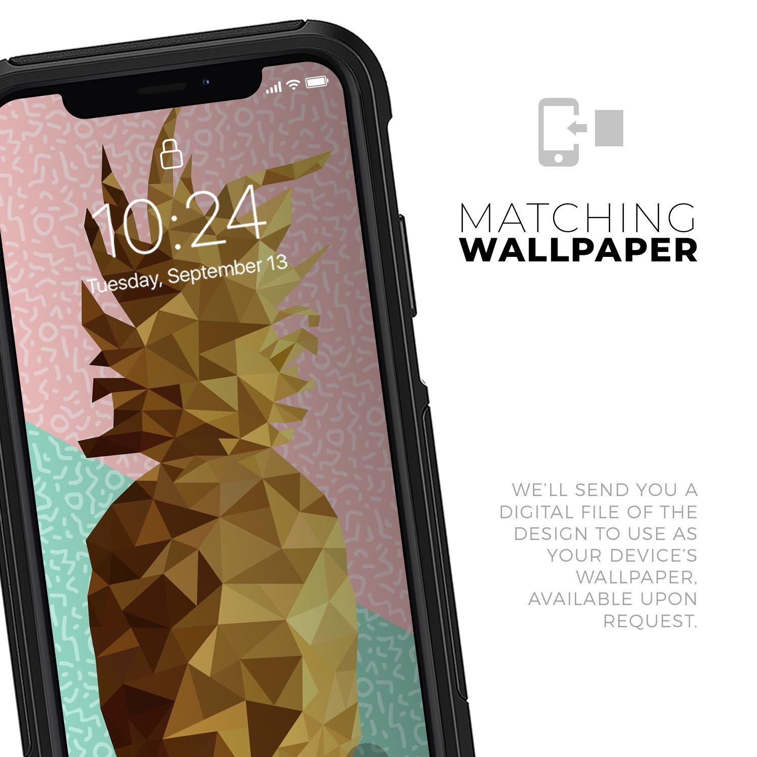 Geometric Summer Pineapple Skin Kit for iPhone OtterBox Cases featuring vibrant pineapple design and premium quality materials.