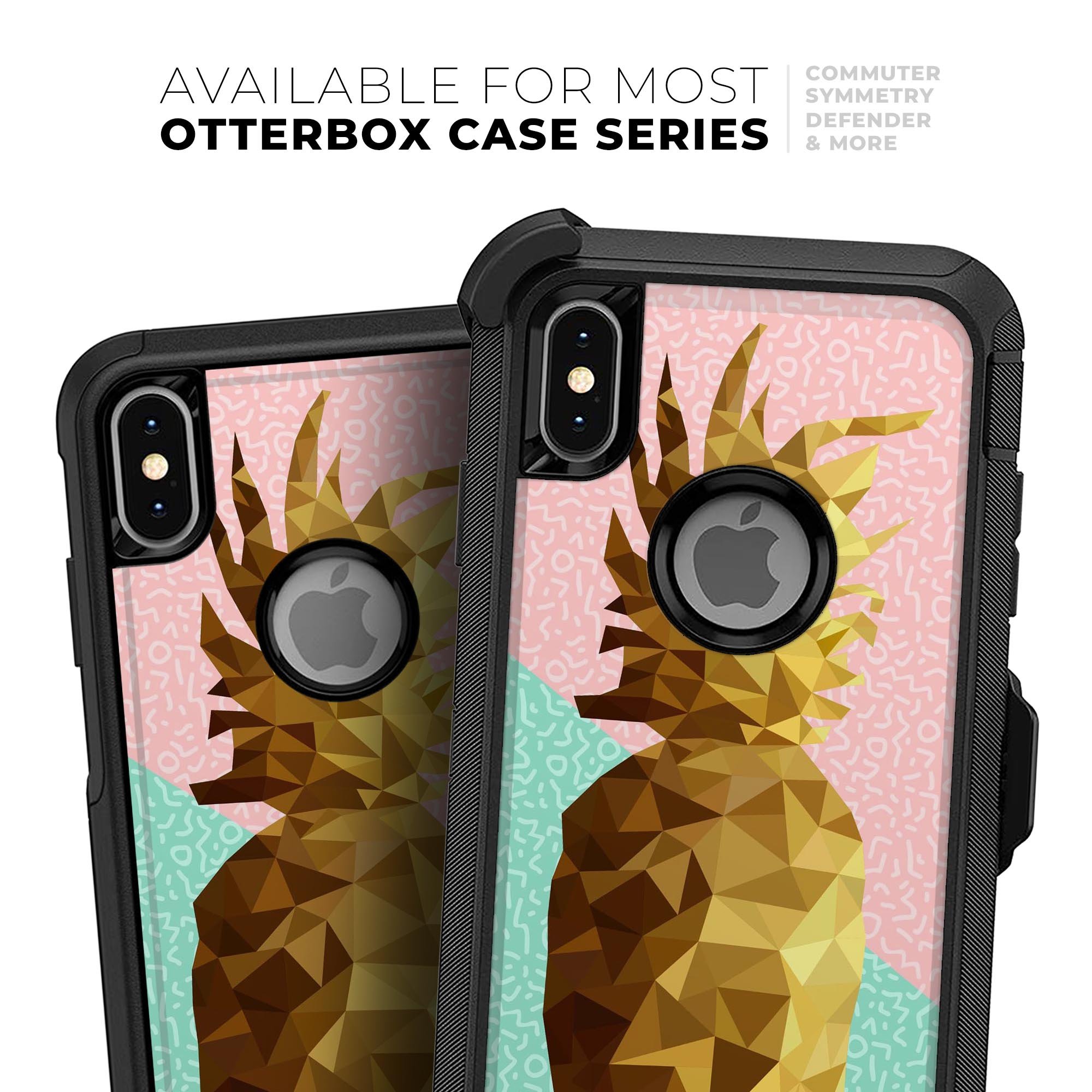 Geometric Summer Pineapple Skin Kit for iPhone OtterBox Cases featuring vibrant pineapple design and premium quality materials.