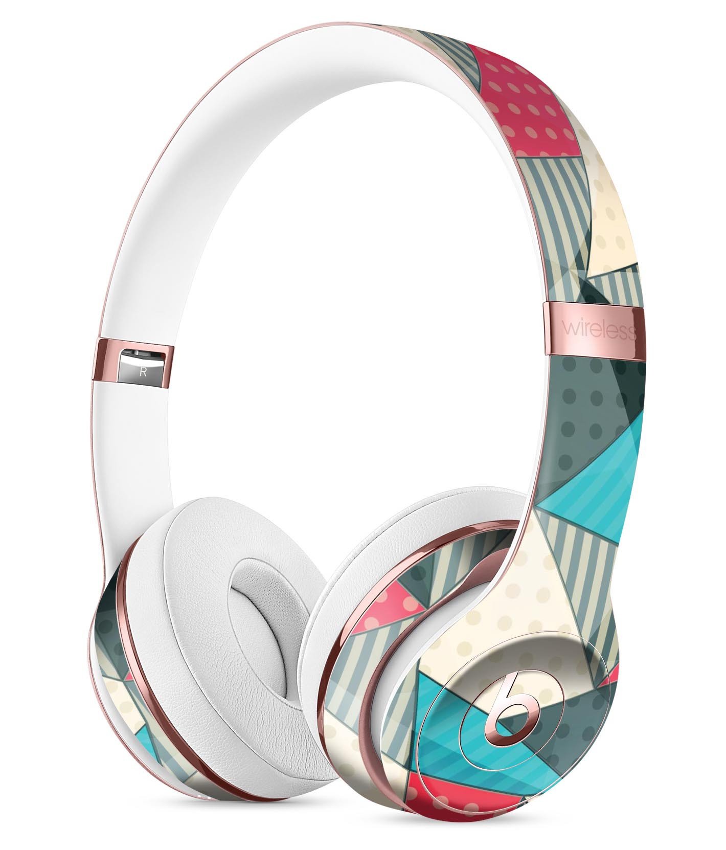 Geometry and Polkadots Full-Body Skin Kit for Beats by Dre Solo 3, showcasing vibrant patterns and a perfect fit.