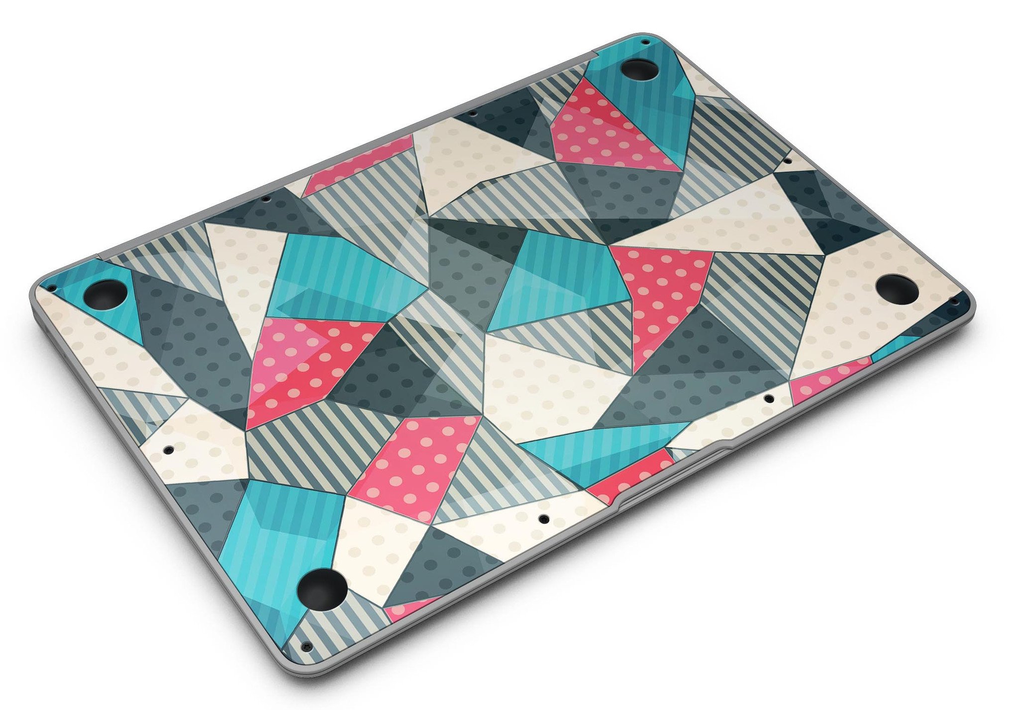 Geometry and Polkadots MacBook Air Skin Kit showcasing vibrant design and premium vinyl material.