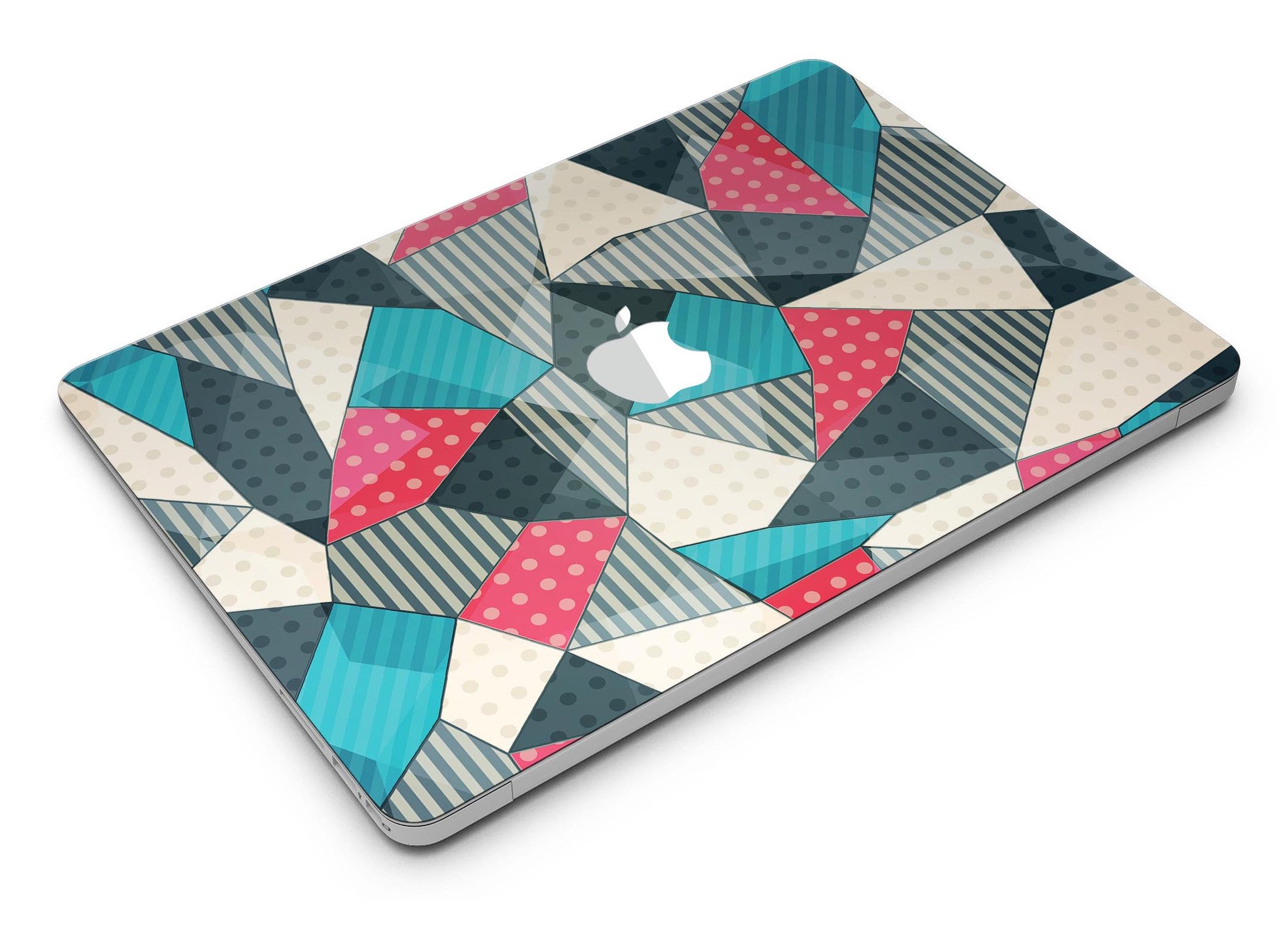 Geometry and Polkadots MacBook Air Skin Kit showcasing vibrant design and premium vinyl material.