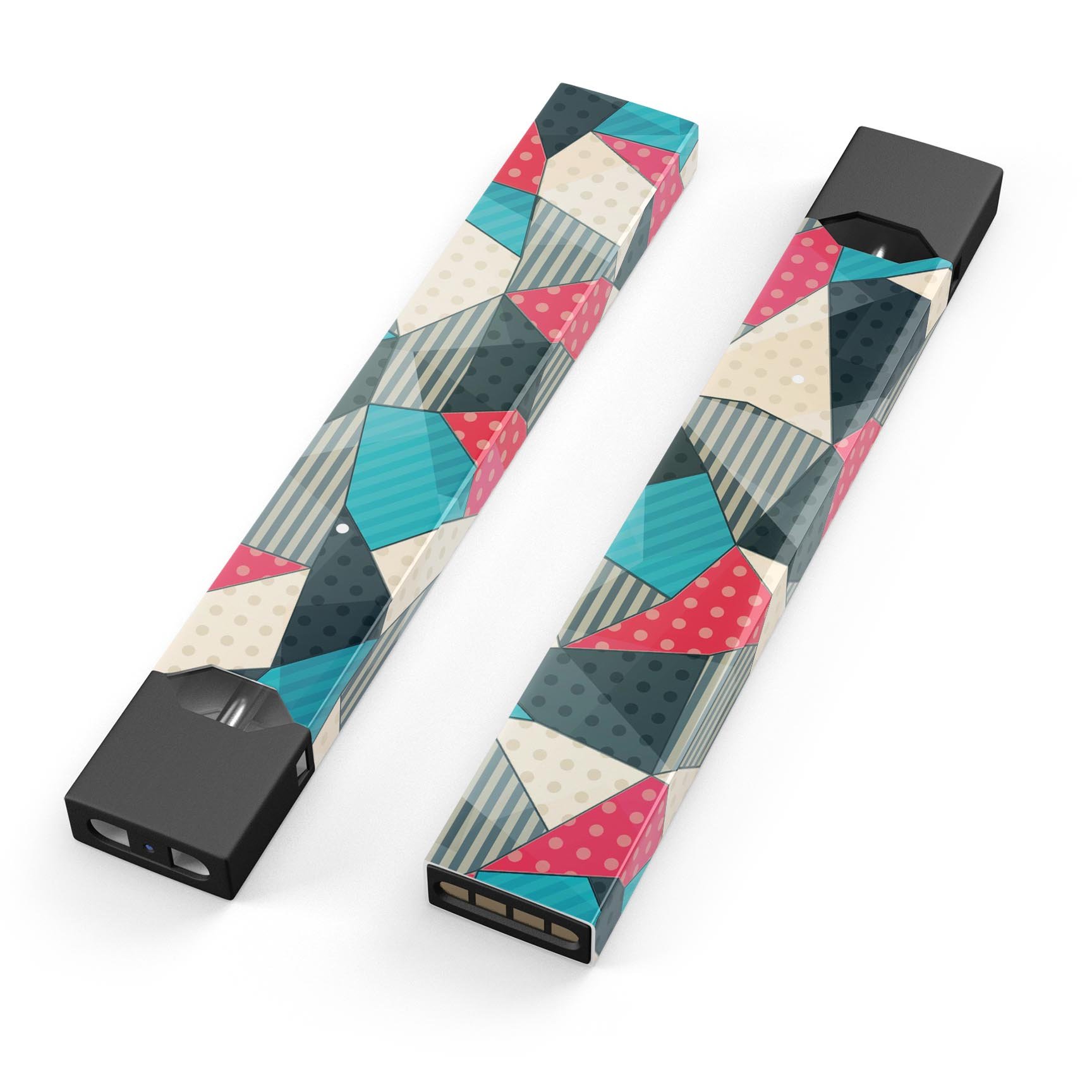 Geometry and Polkadots premium decal skin-wrap sticker for JUUL device, showcasing vibrant geometric patterns and polkadots.