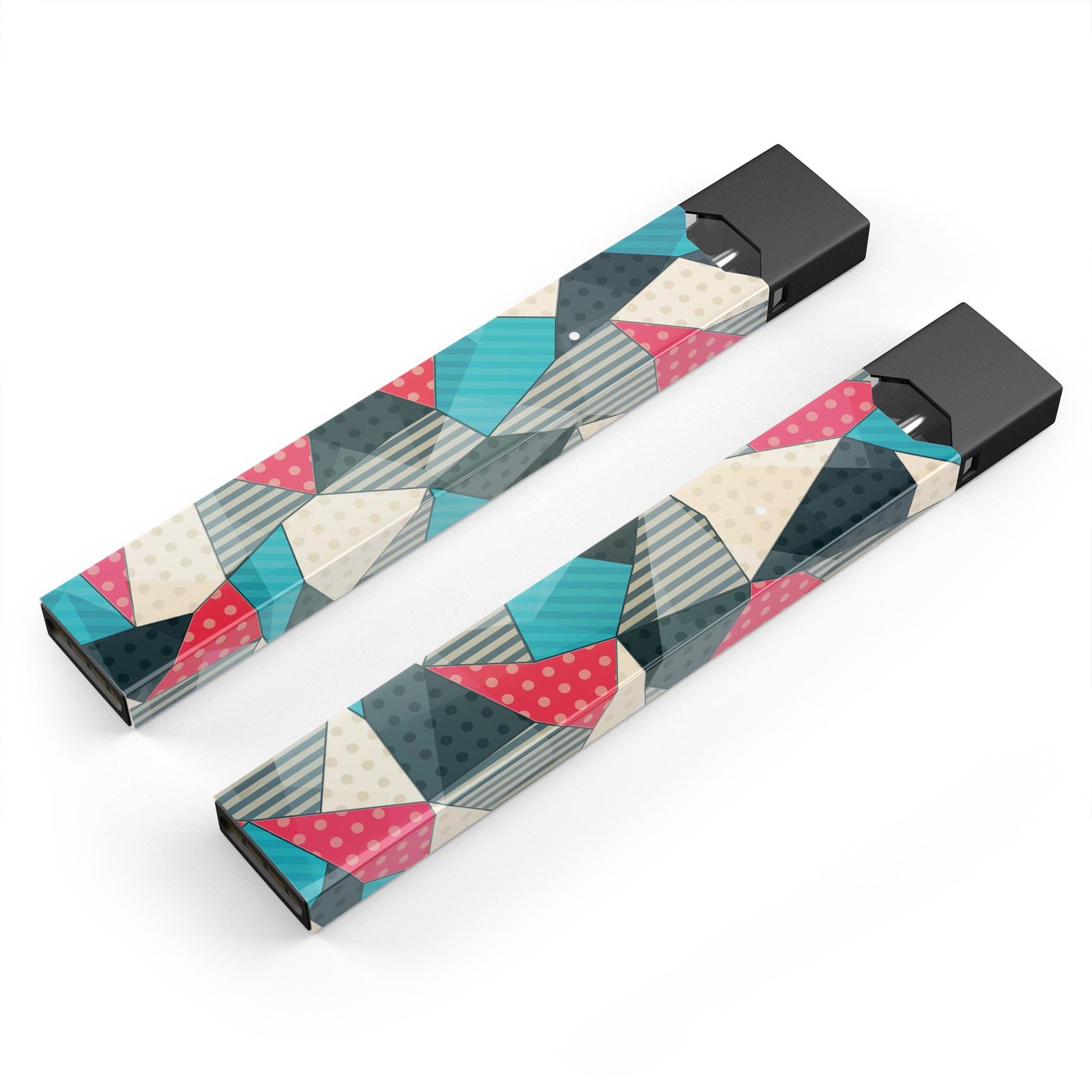 Geometry and Polkadots premium decal skin-wrap sticker for JUUL device, showcasing vibrant geometric patterns and polkadots.