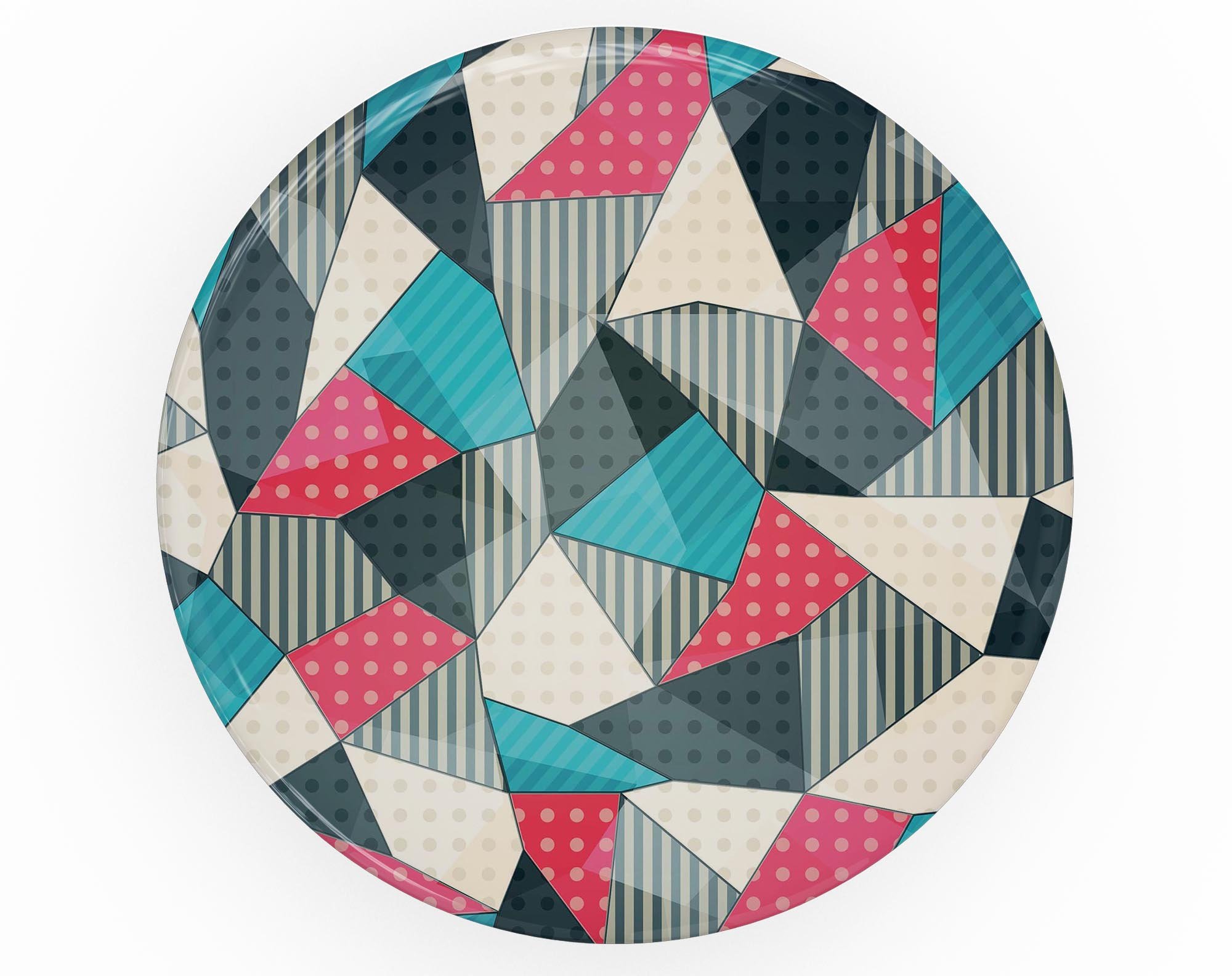 Geometry and Polkadots Skin Kit for PopSockets featuring vibrant geometric patterns and polka dots on a premium vinyl material.