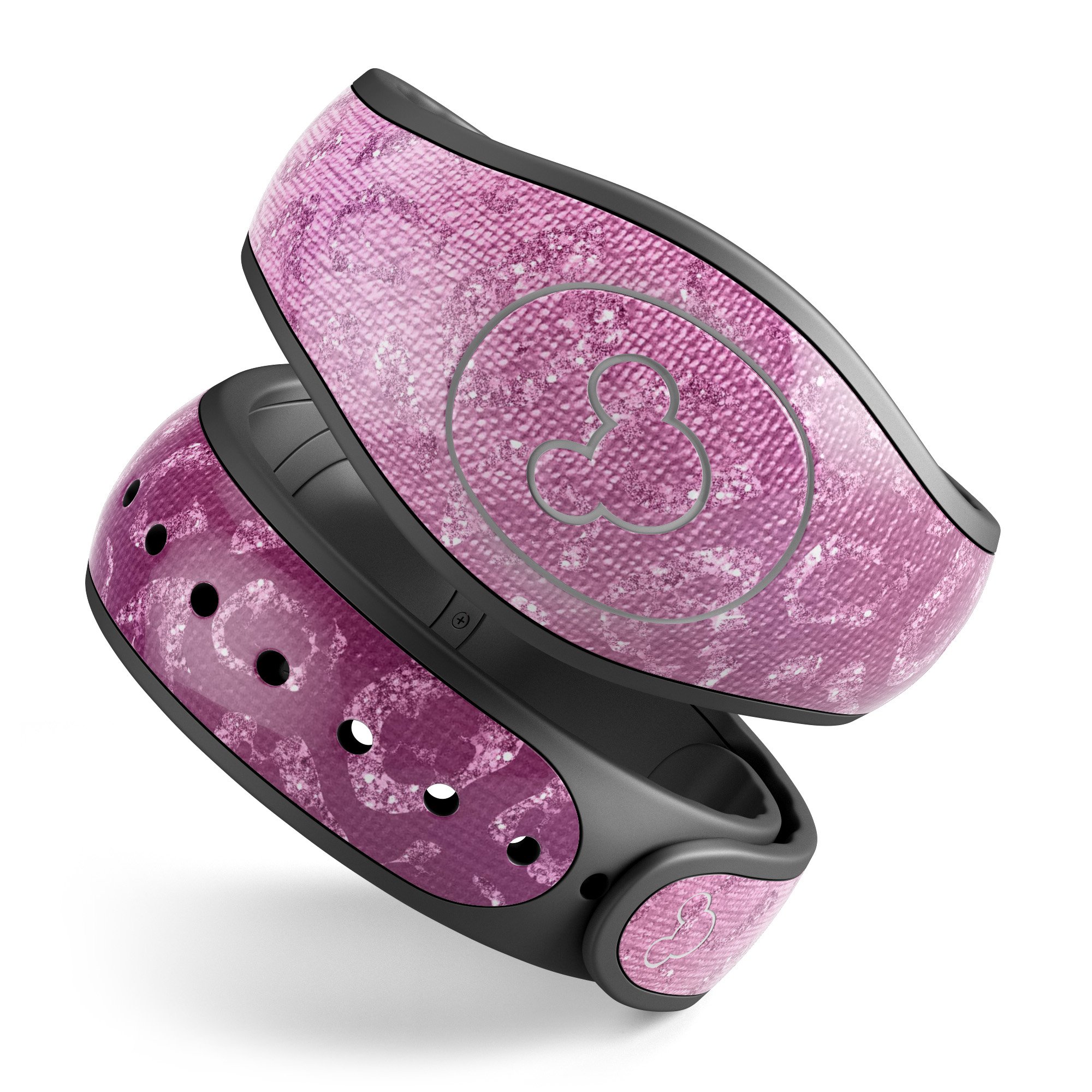 Glamorous Pink Cheetah Print Decal Skin Wrap Kit for Disney Magic Band, showcasing vibrant colors and stylish design.