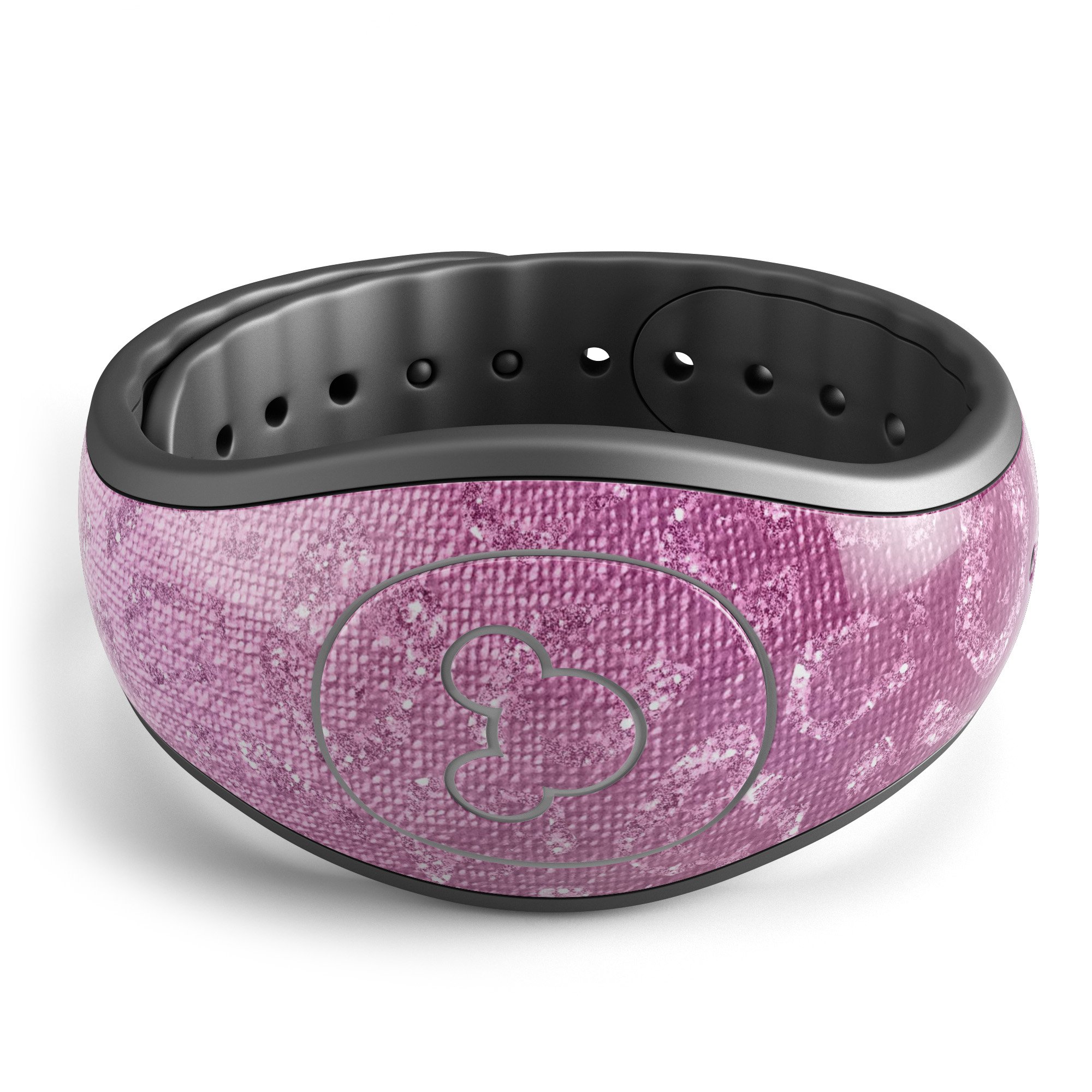 Glamorous Pink Cheetah Print Decal Skin Wrap Kit for Disney Magic Band, showcasing vibrant colors and stylish design.