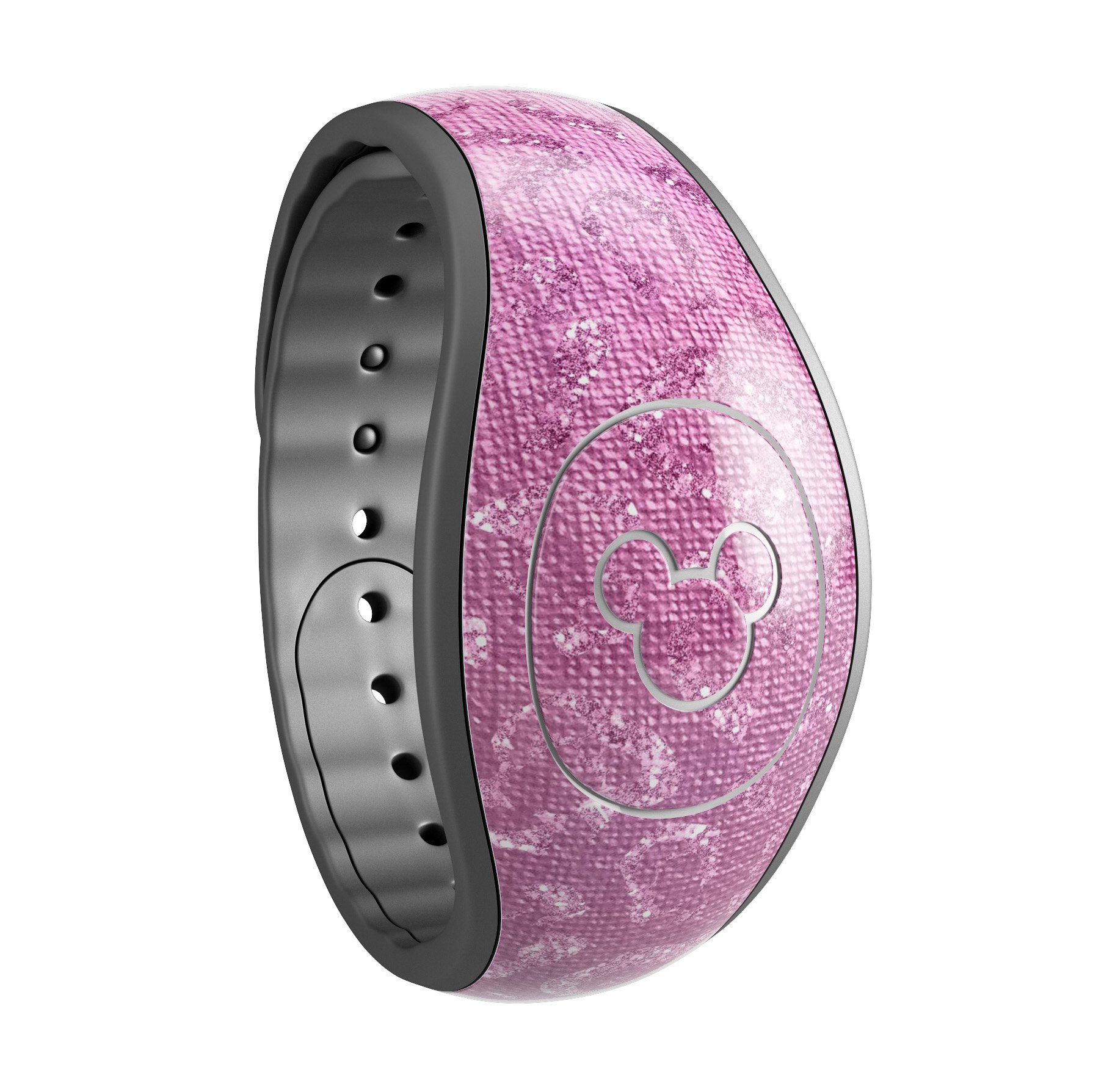 Glamorous Pink Cheetah Print Decal Skin Wrap Kit for Disney Magic Band, showcasing vibrant colors and stylish design.