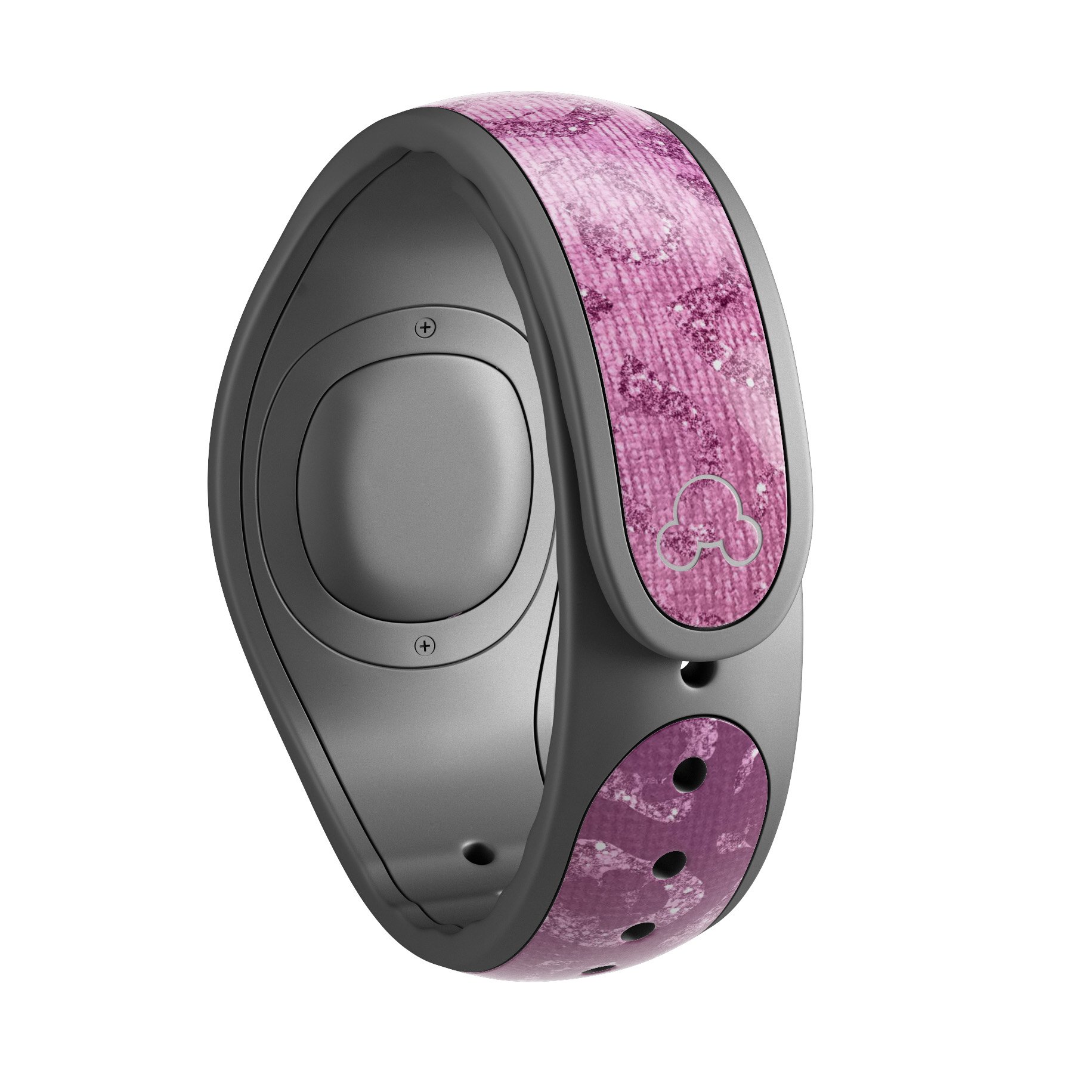 Glamorous Pink Cheetah Print Decal Skin Wrap Kit for Disney Magic Band, showcasing vibrant colors and stylish design.