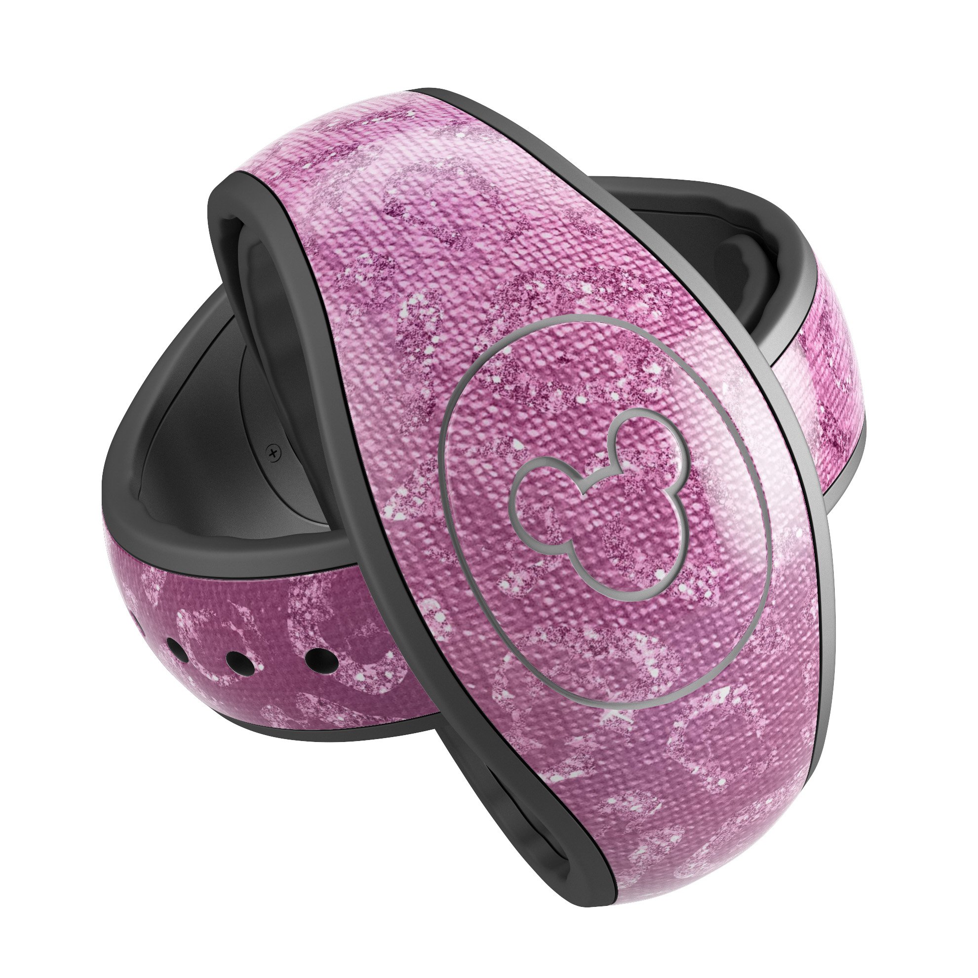 Glamorous Pink Cheetah Print Decal Skin Wrap Kit for Disney Magic Band, showcasing vibrant colors and stylish design.