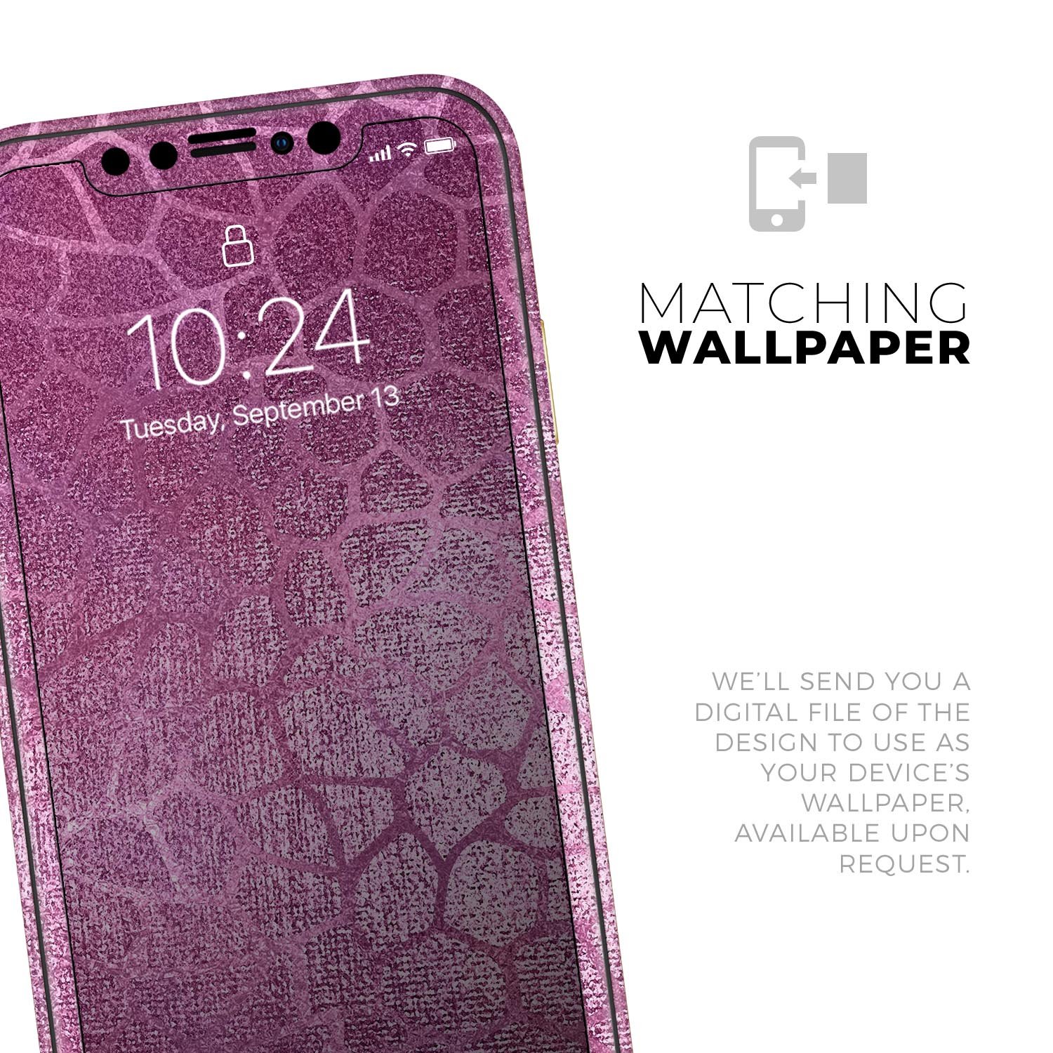 Glamorous Pink Scales Skin-Kit for Apple iPhone 13, showcasing a stylish design with a glossy finish.