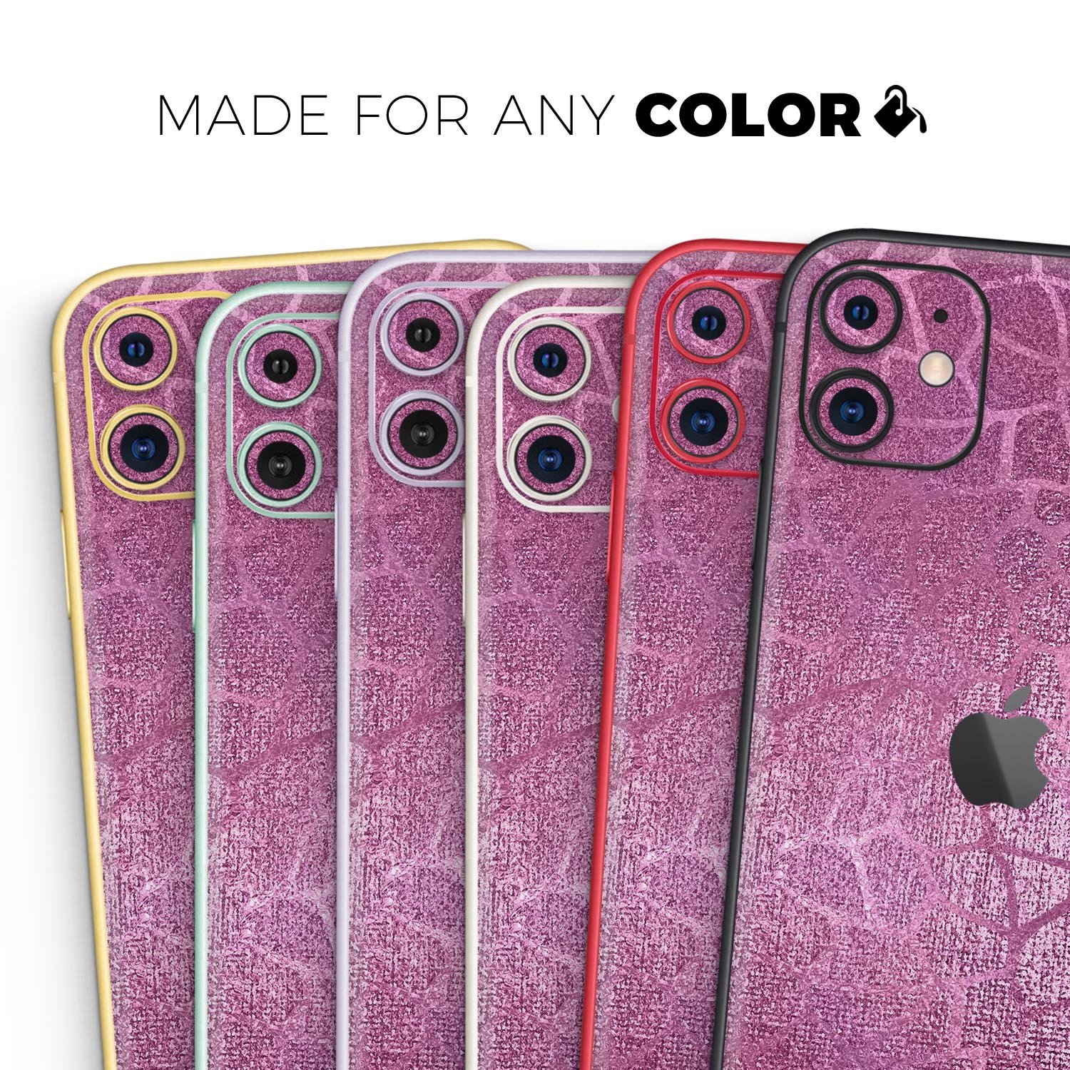 Glamorous Pink Scales Skin-Kit for Apple iPhone 13, showcasing a stylish design with a glossy finish.