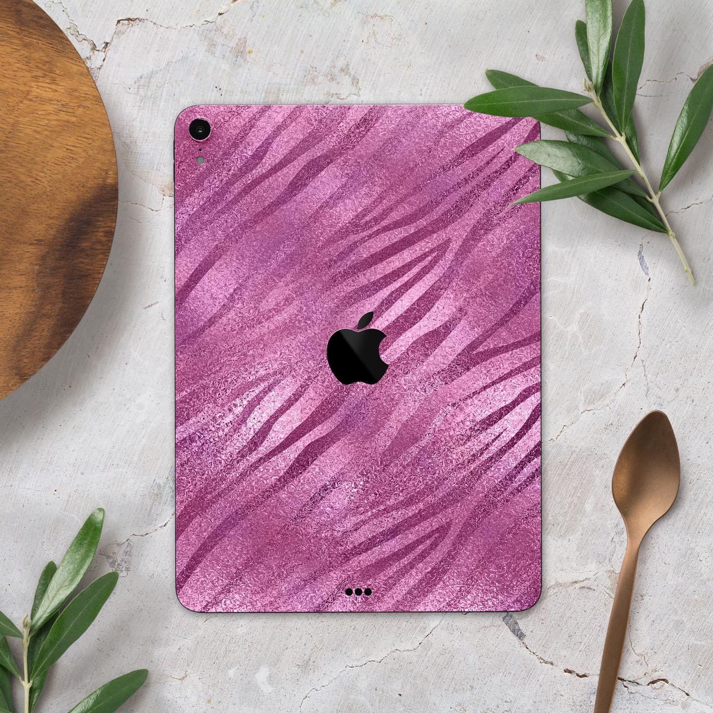 Glamorous Pink Toned Zebra skin decal for Apple iPad, showcasing a stylish zebra pattern with a glossy finish.