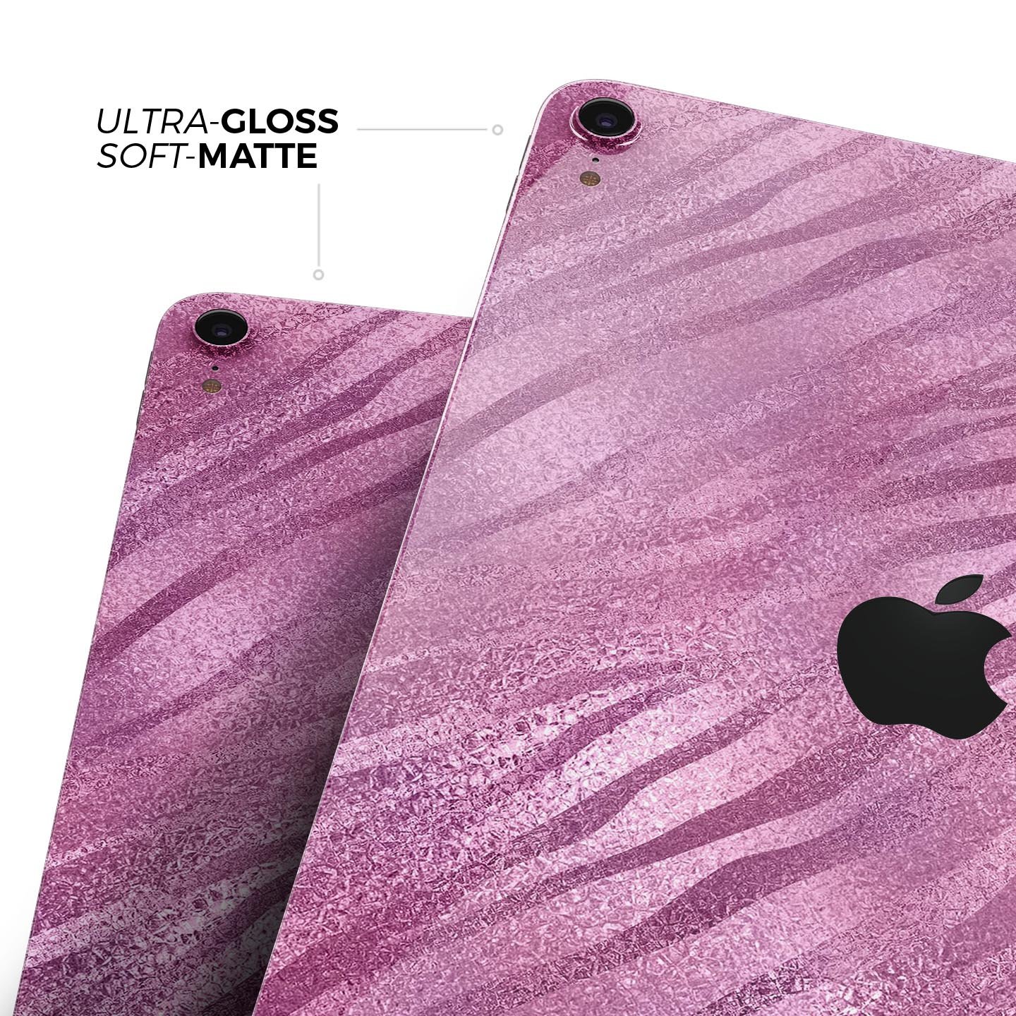 Glamorous Pink Toned Zebra skin decal for Apple iPad, showcasing a stylish zebra pattern with a glossy finish.