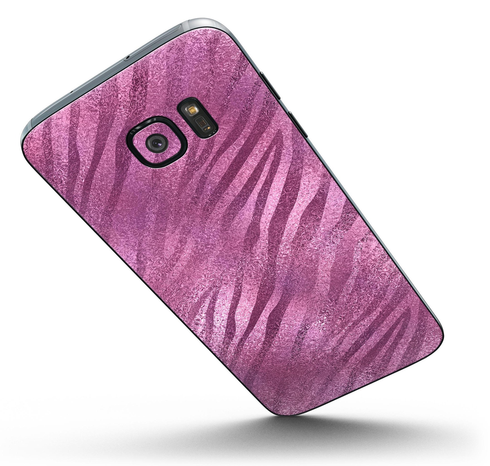 Glamorous Pink Toned Zebra Skin-Kit for Samsung Galaxy S7 and S7 Edge, showcasing vibrant pink zebra pattern on a sleek device.