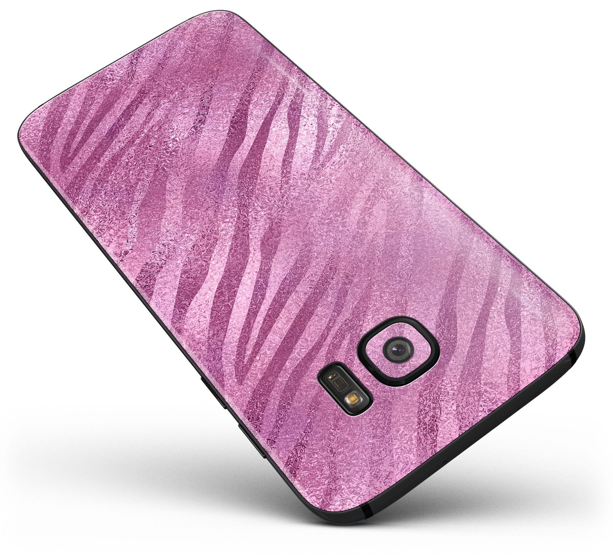 Glamorous Pink Toned Zebra Skin-Kit for Samsung Galaxy S7 and S7 Edge, showcasing vibrant pink zebra pattern on a sleek device.