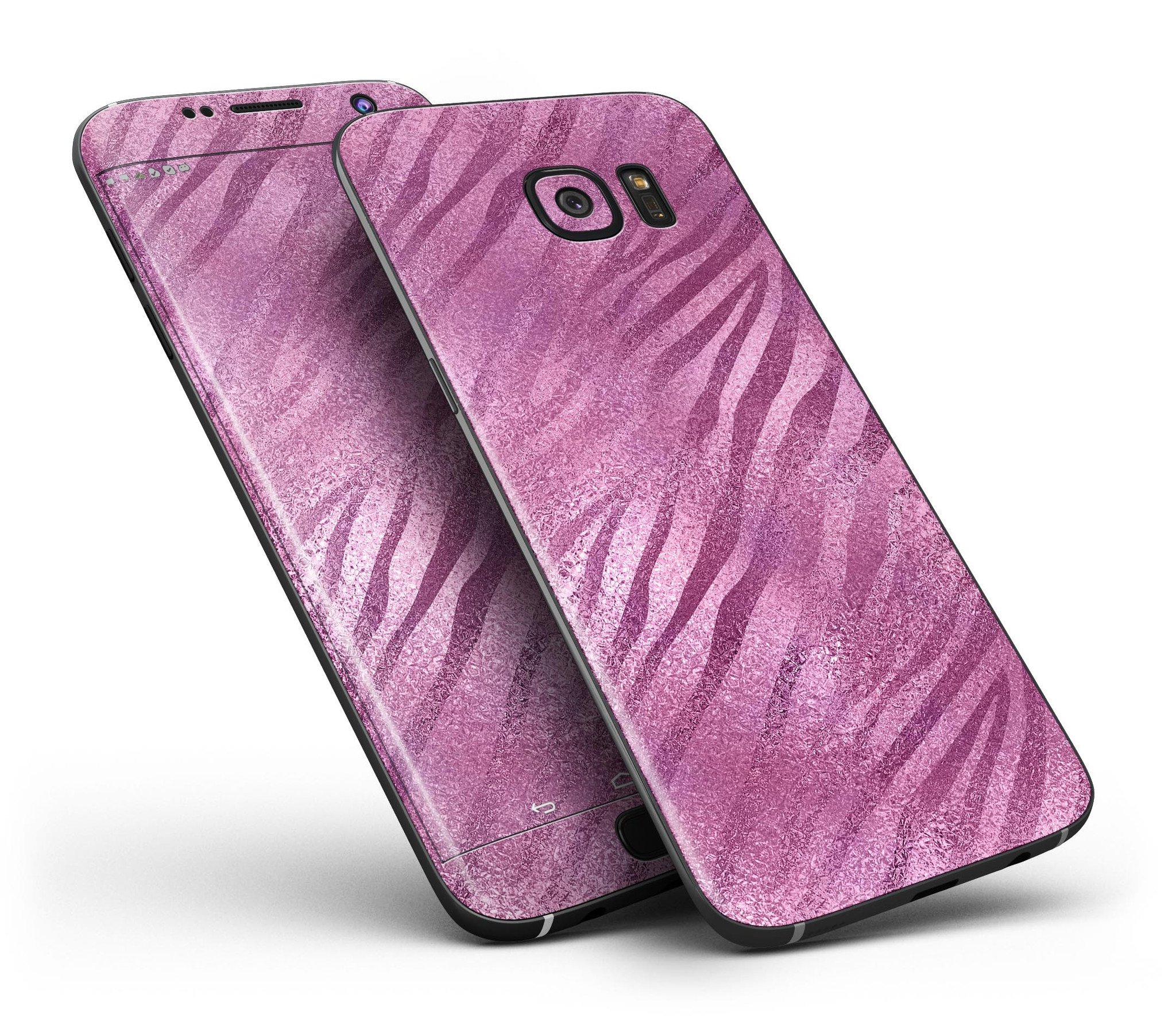 Glamorous Pink Toned Zebra Skin-Kit for Samsung Galaxy S7 and S7 Edge, showcasing vibrant pink zebra pattern on a sleek device.