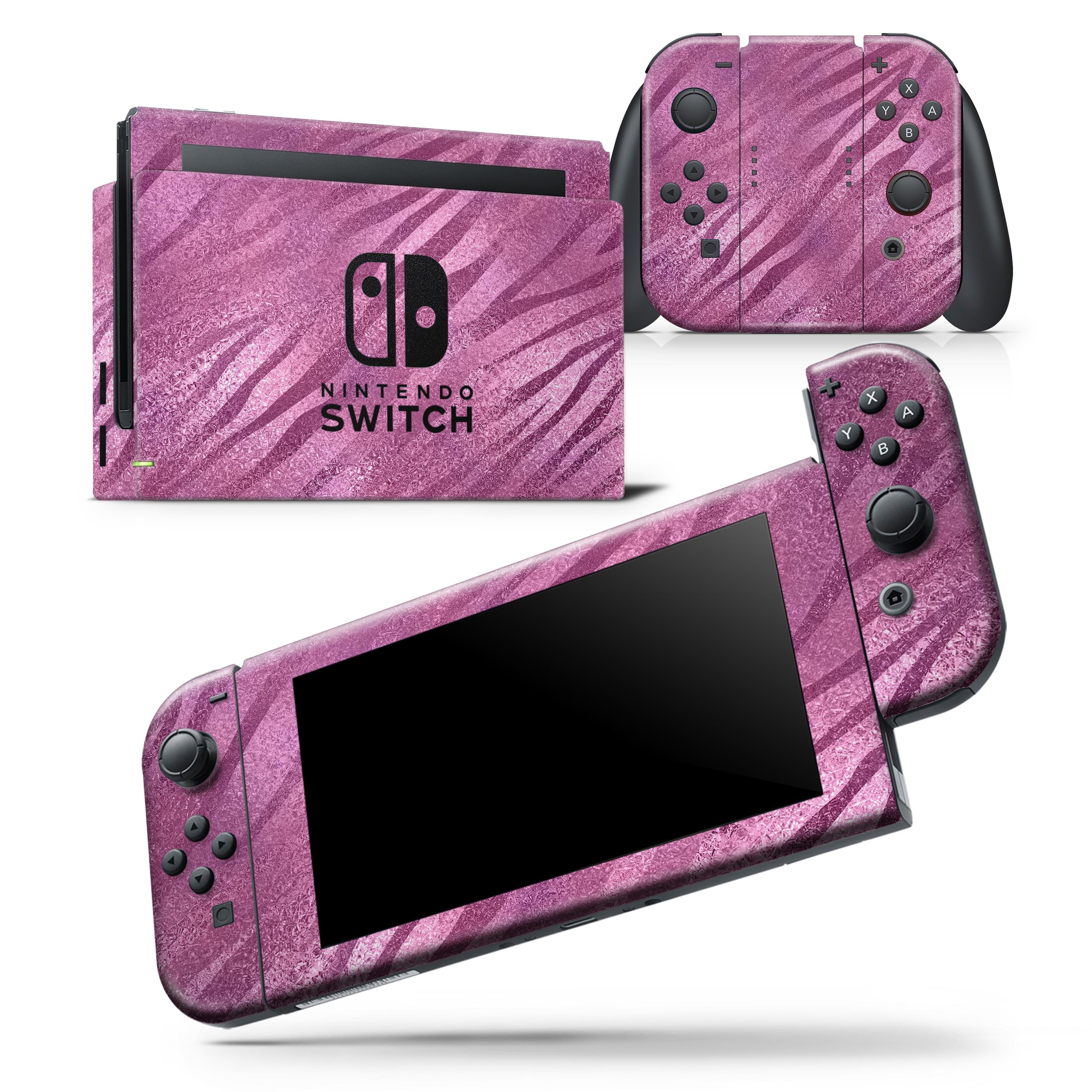 Glamorous Pink Toned Zebra skin wrap decal for Nintendo Switch Lite, showcasing vibrant pink zebra stripes on a sleek console.