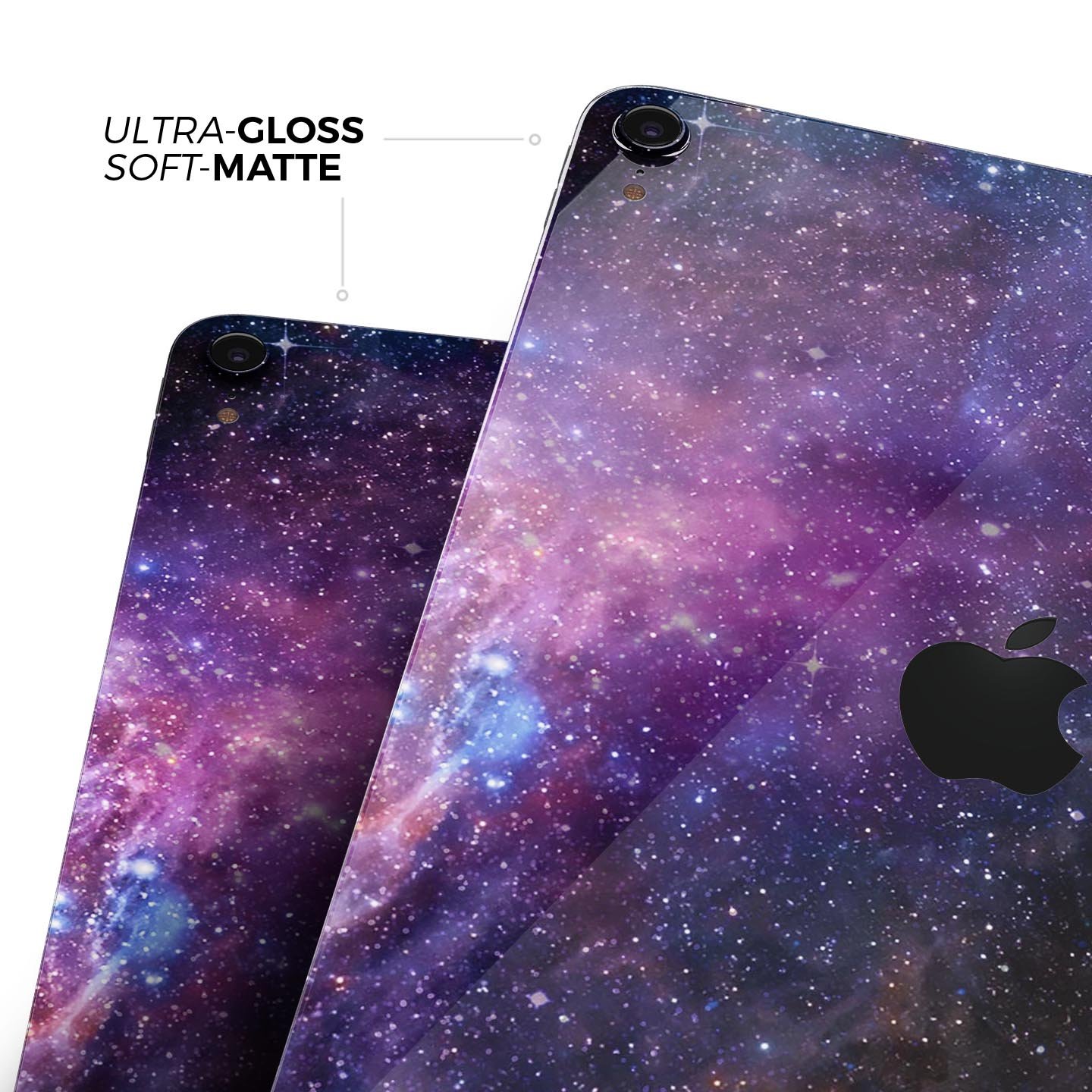 Glowing Deep Space skin decal for Apple iPad Pro, showcasing vibrant cosmic design and ultra-thin protection.