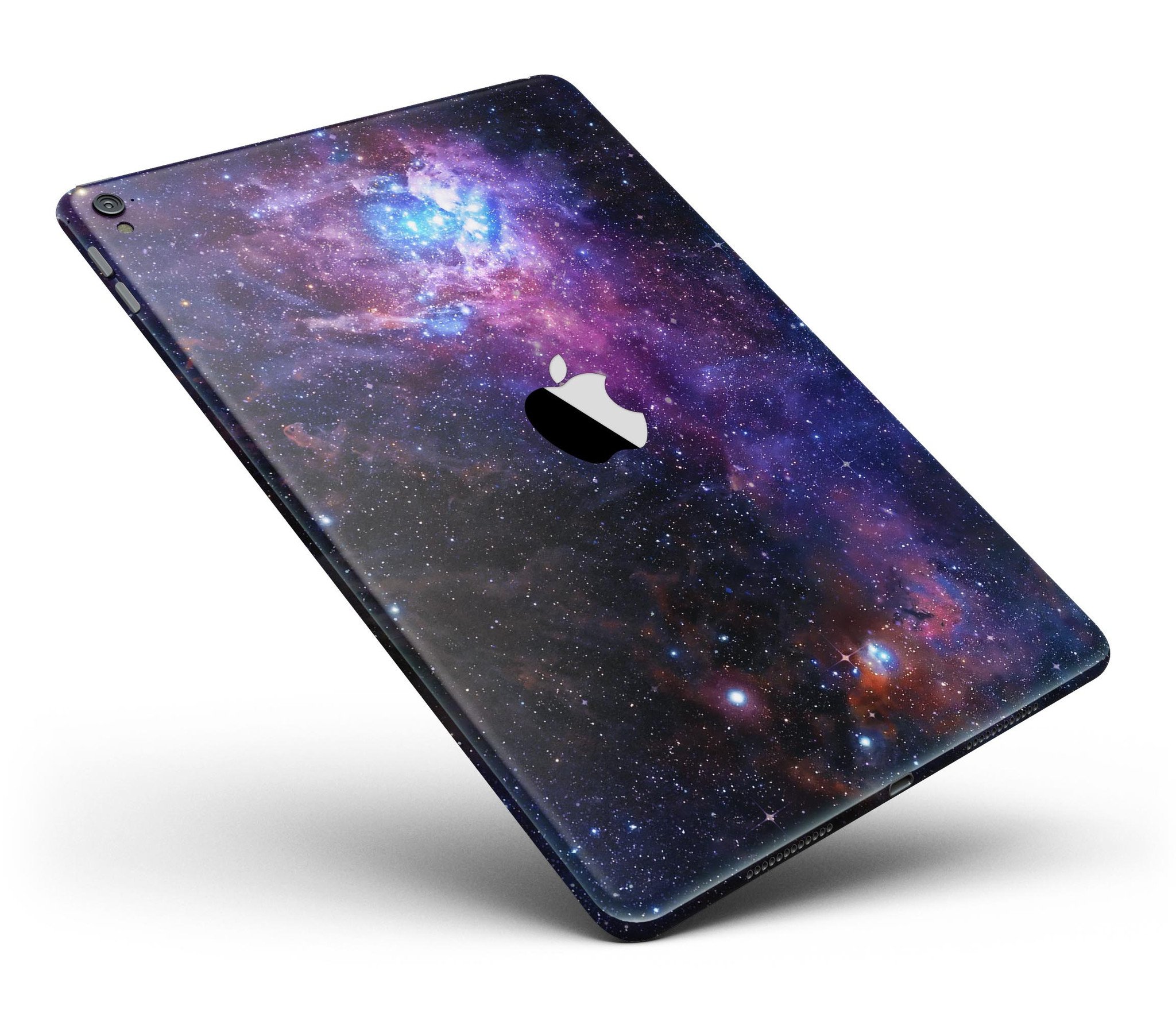 Glowing Deep Space Full Body Skin for iPad Pro, showcasing vibrant cosmic design and premium vinyl material.