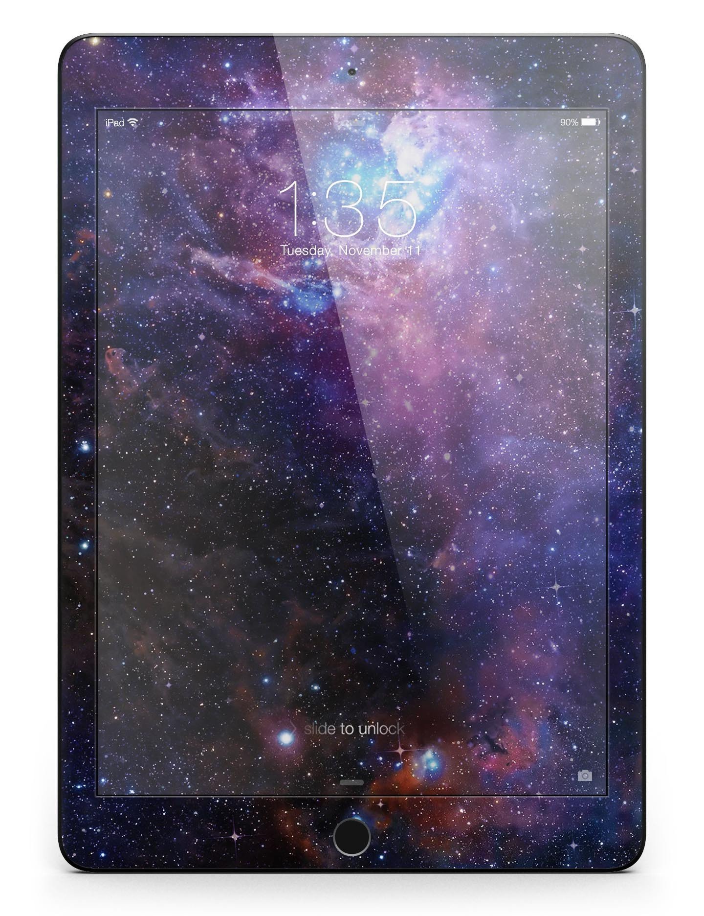 Glowing Deep Space Full Body Skin for iPad Pro, showcasing vibrant cosmic design and premium vinyl material.