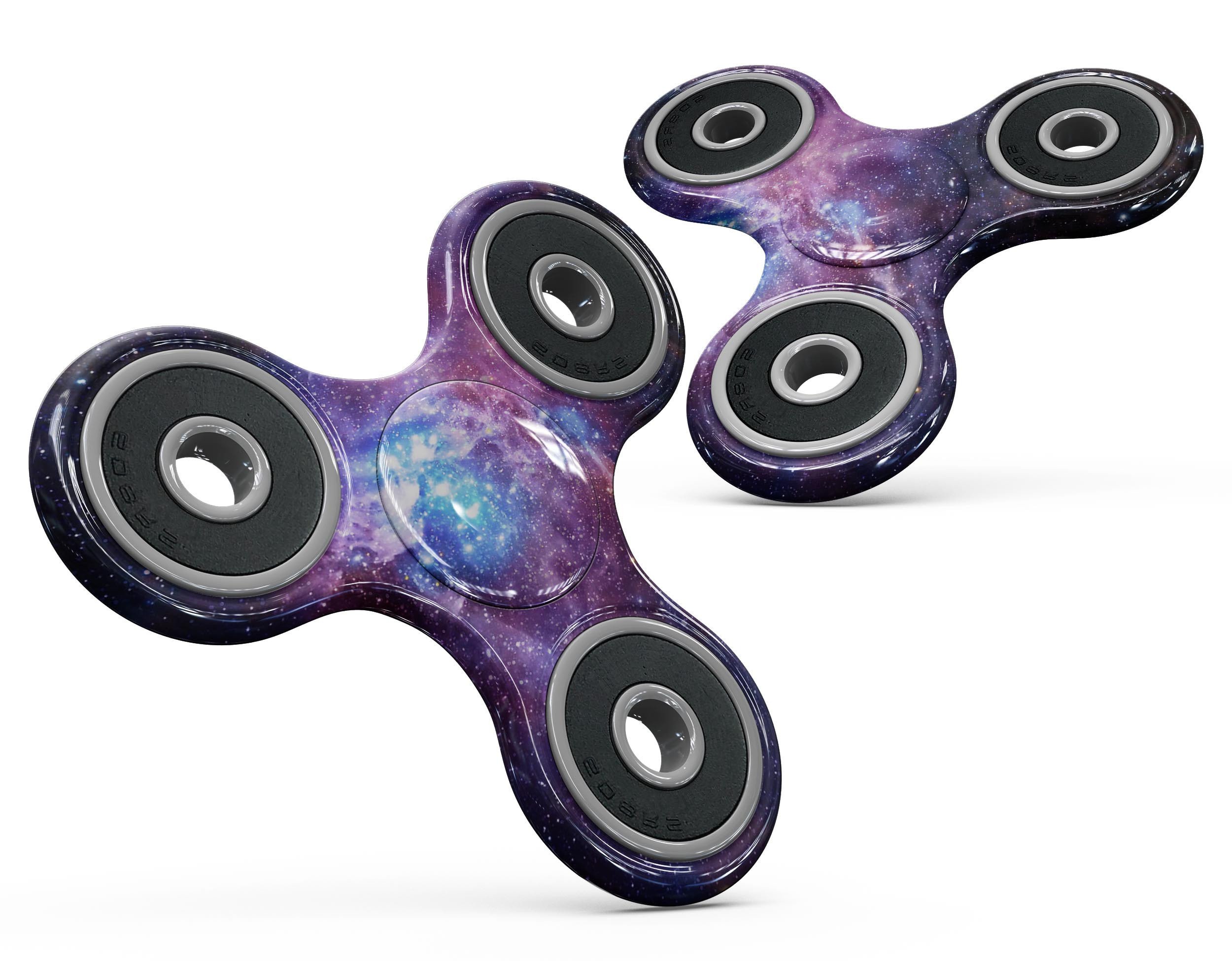 Glowing Deep Space Full-Body Fidget Spinner Skin-Kit showcasing vibrant colors and a cosmic design, perfect for personalizing your fidget spinner.