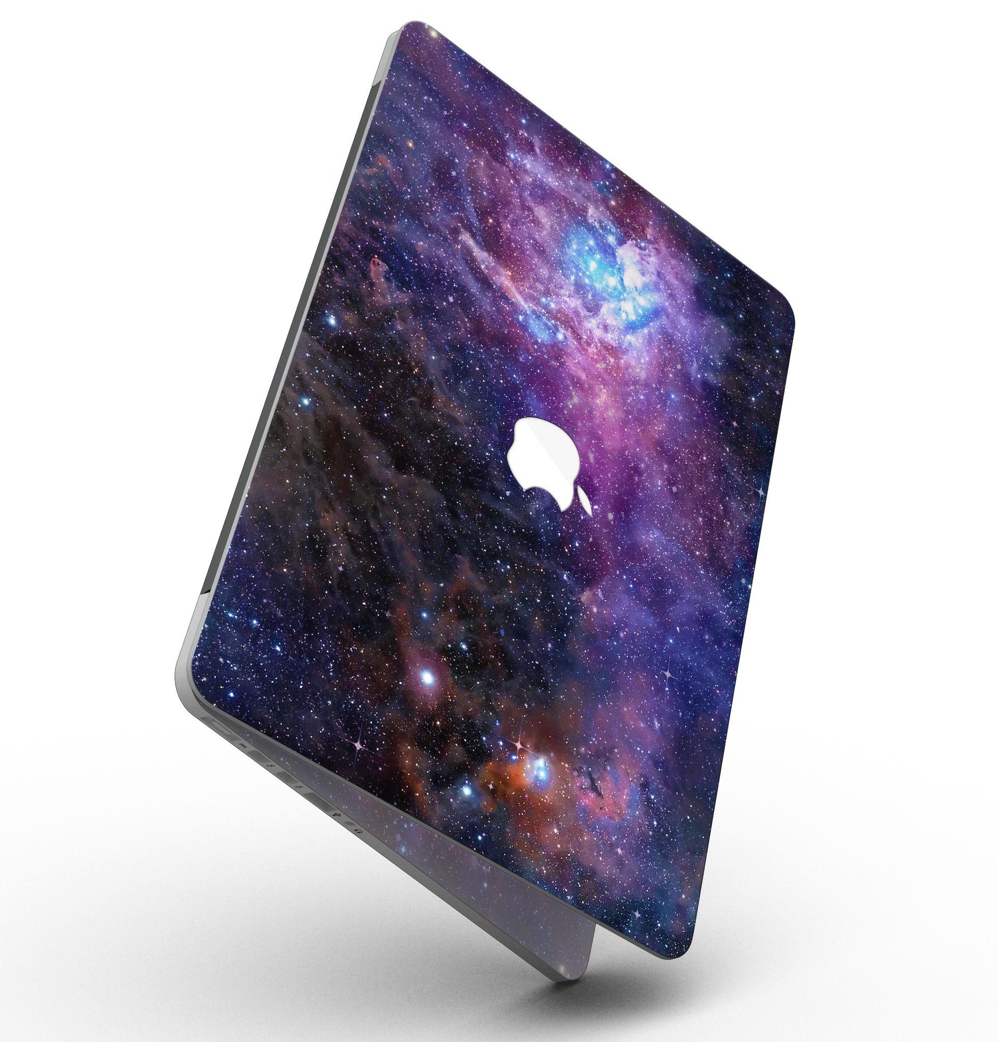 Glowing Deep Space skin applied to a MacBook Pro with Retina Display, showcasing its vibrant design and full coverage.