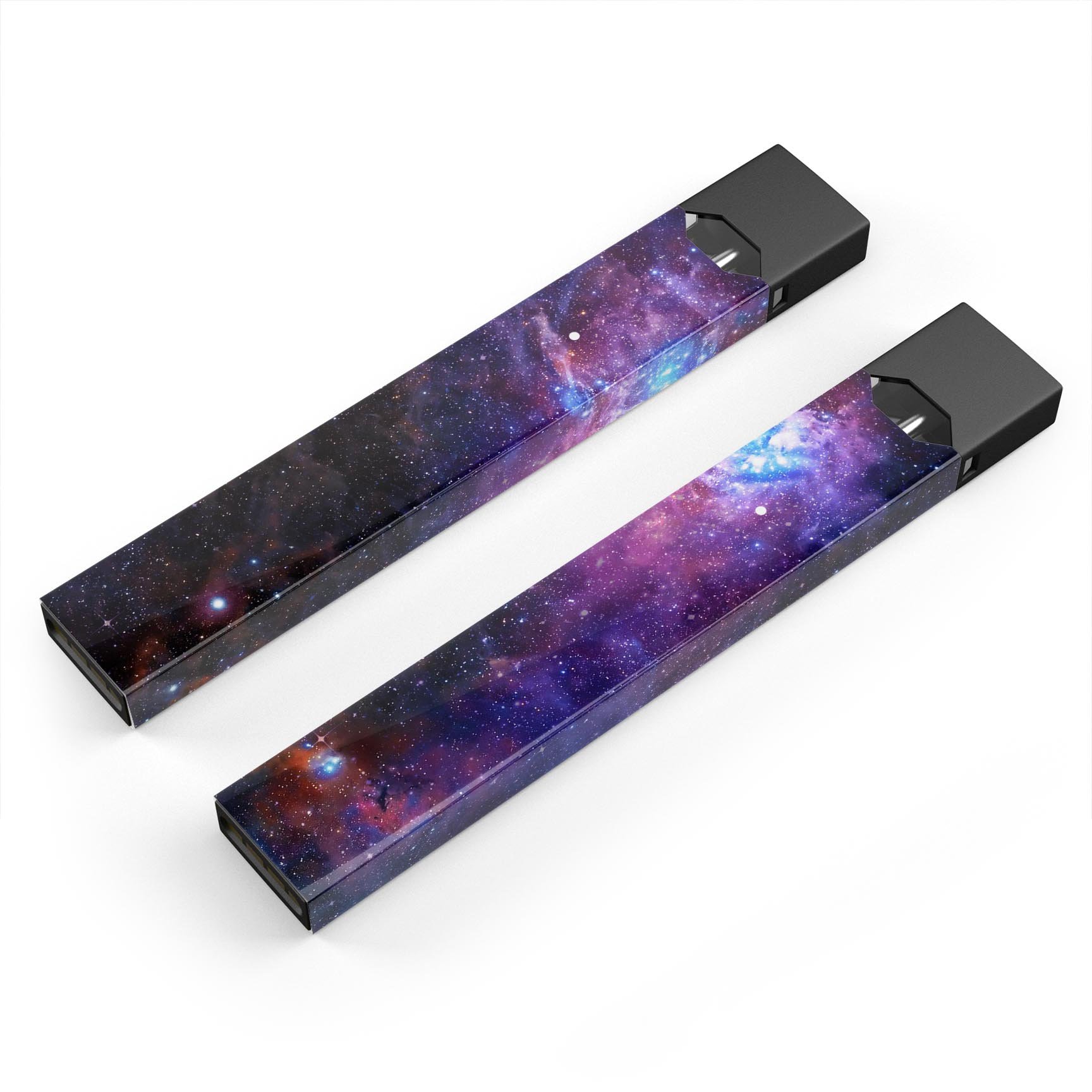 Glowing Deep Space skin-wrap sticker designed for JUUL vaping device, showcasing vibrant colors and intricate design.