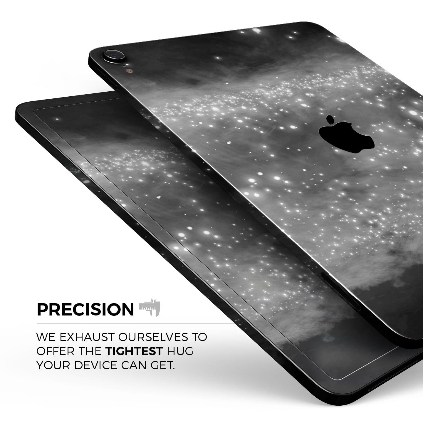 Glowing Grayscale Orbs of Light skin decal for Apple devices, showcasing a stylish design with premium finish.