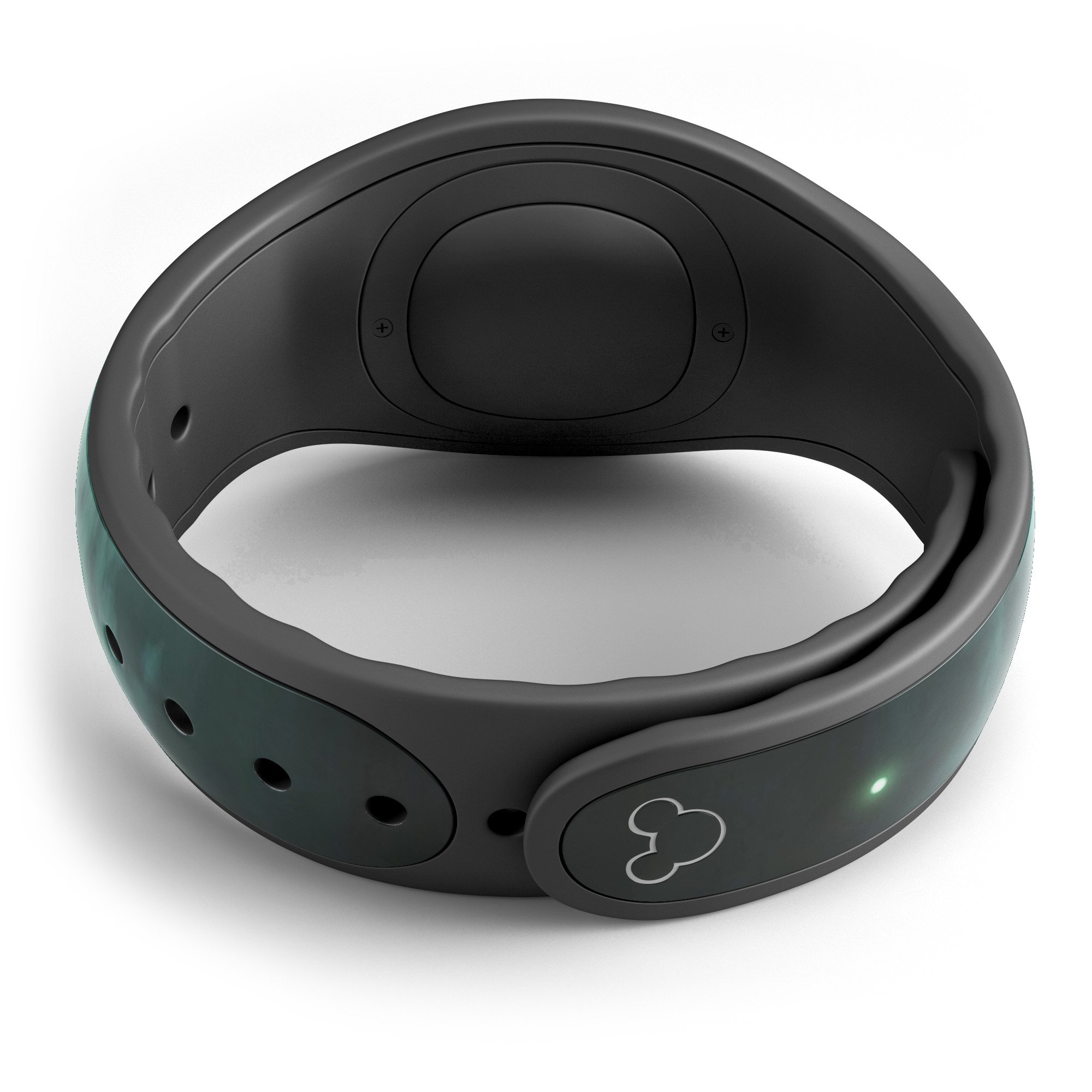 Glowing Green Orbs of Light decal skin wrap kit for Disney Magic Band, showcasing vibrant green orbs on a sleek surface.