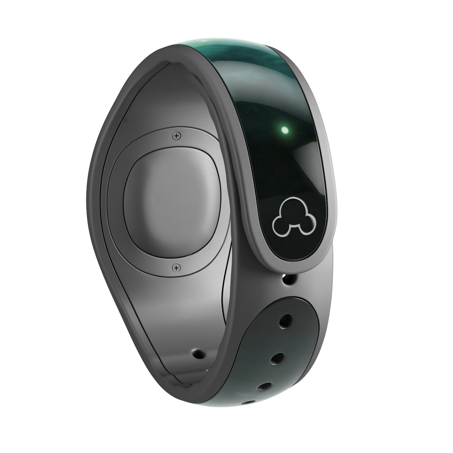 Glowing Green Orbs of Light decal skin wrap kit for Disney Magic Band, showcasing vibrant green orbs on a sleek surface.