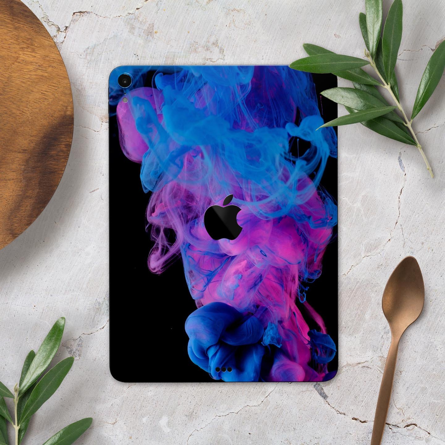 Glowing Pink and Blue CloudSwirl skin decal for Apple devices, showcasing vibrant colors and a sleek design.