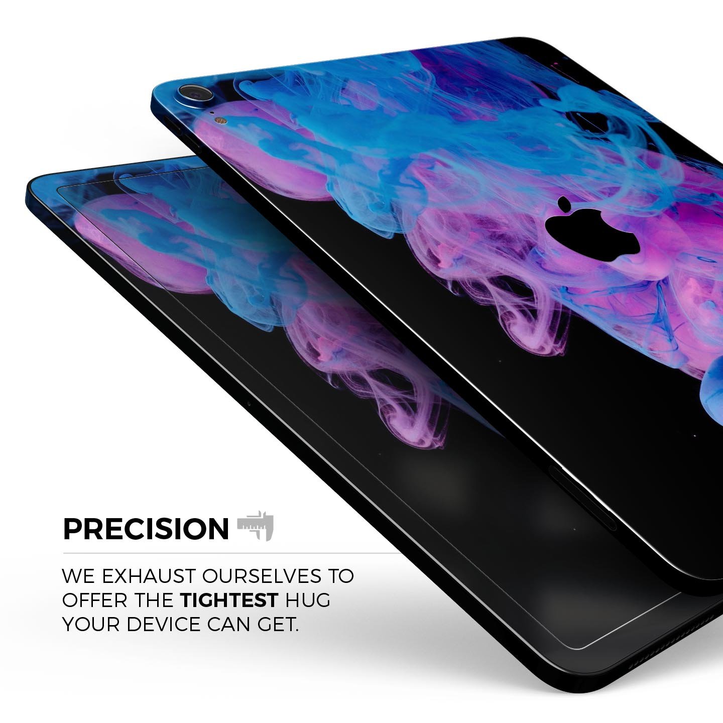 Glowing Pink and Blue CloudSwirl skin decal for Apple devices, showcasing vibrant colors and a sleek design.