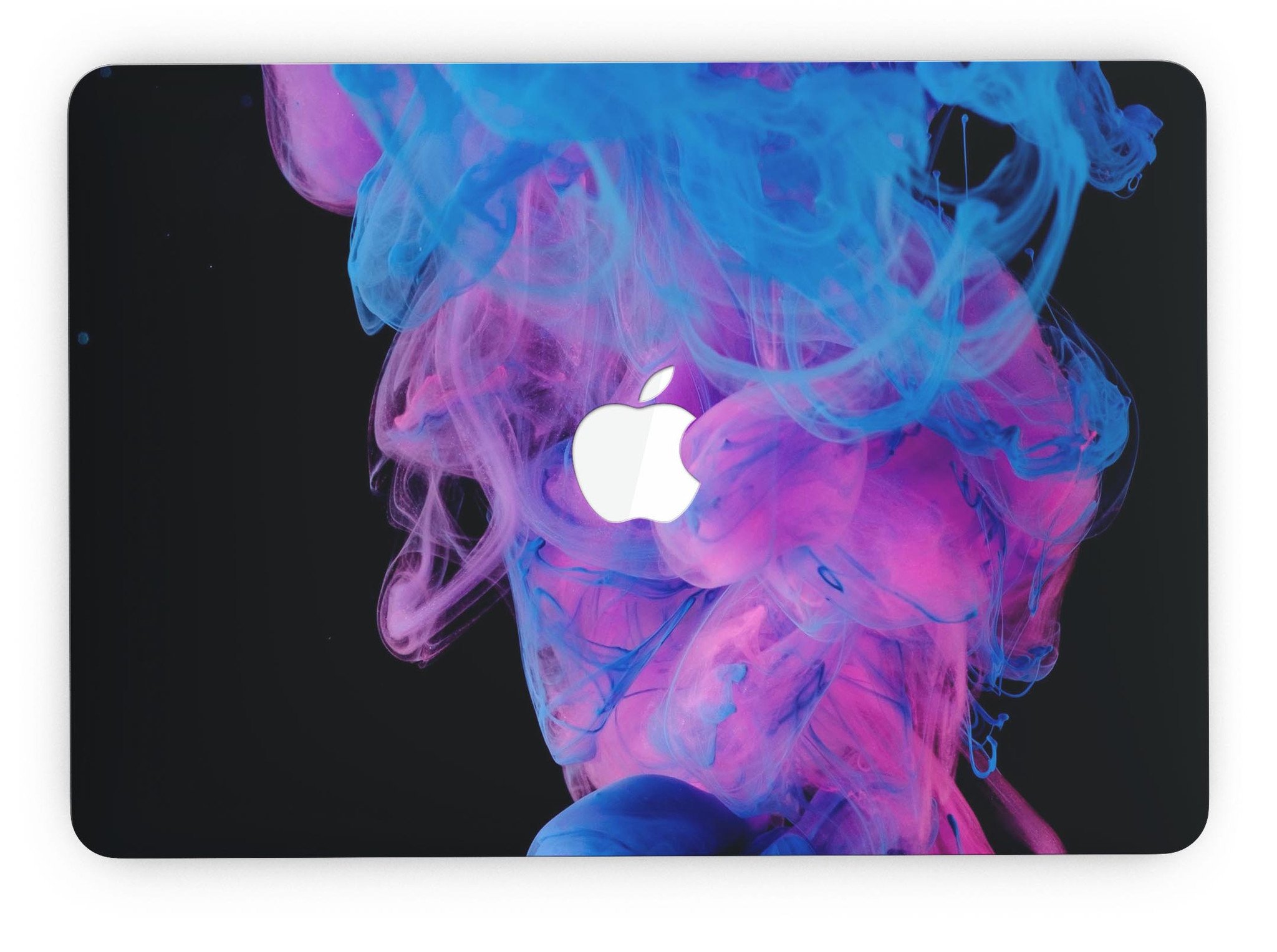 Glowing Pink and Blue CloudSwirl skin for MacBook Pro with Retina Display, showcasing vibrant colors and sleek design.