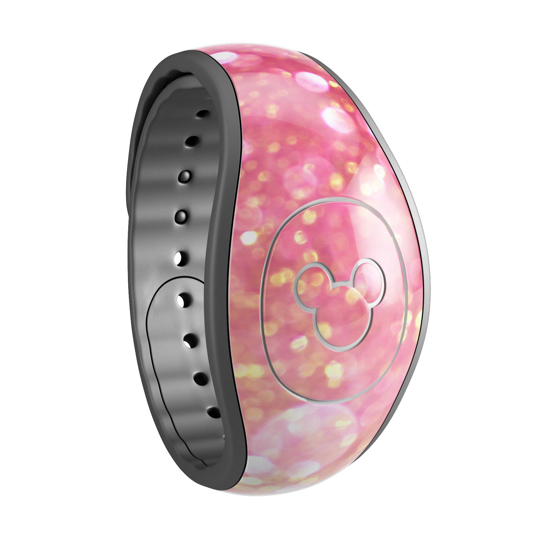 Glowing Pink and Gold Orbs of Light decal skin wrap kit for Disney Magic Band, showcasing vibrant colors and intricate design.