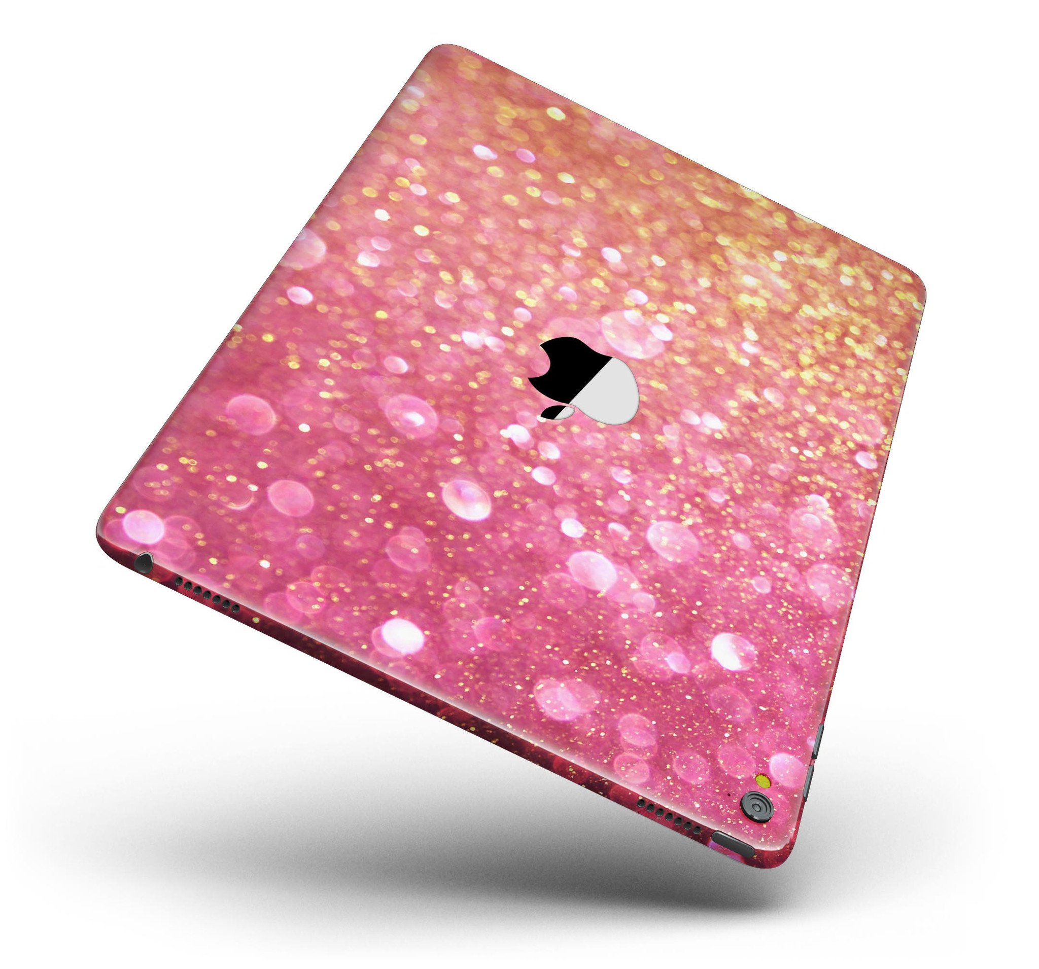 Glowing Pink and Gold Orbs of Light skin for iPad Pro, showcasing vibrant colors and full body coverage.