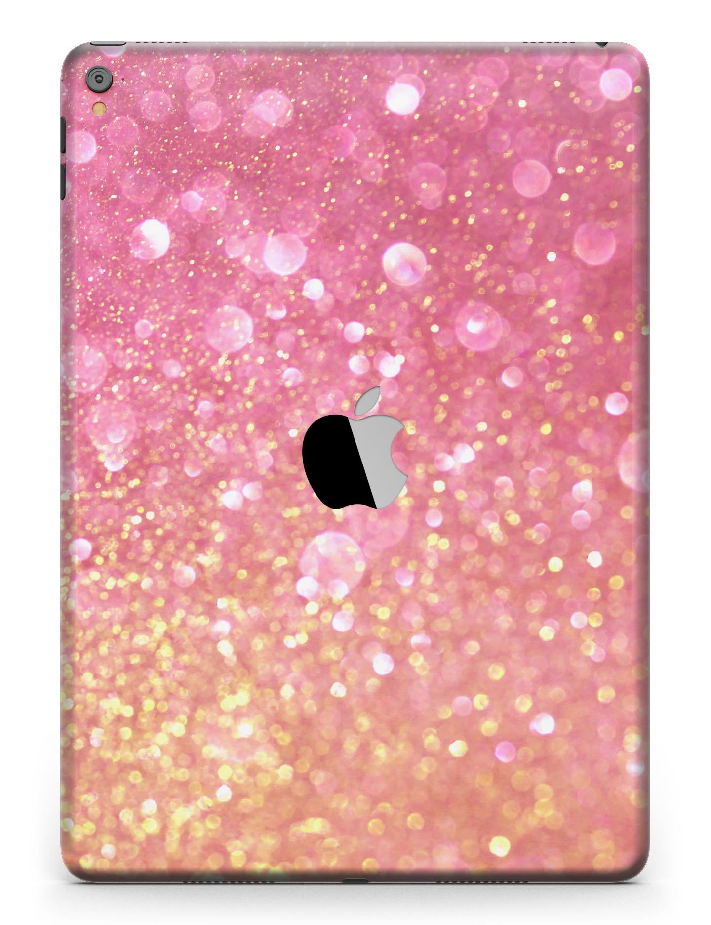 Glowing Pink and Gold Orbs of Light skin for iPad Pro, showcasing vibrant colors and full body coverage.