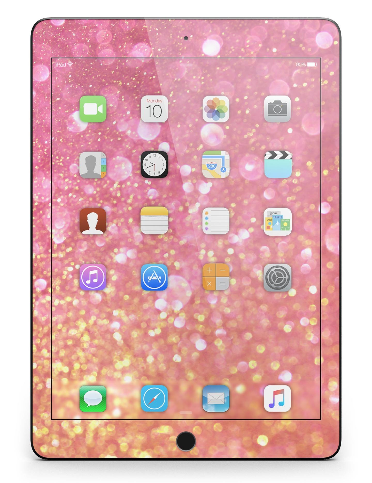 Glowing Pink and Gold Orbs of Light skin for iPad Pro, showcasing vibrant colors and full body coverage.