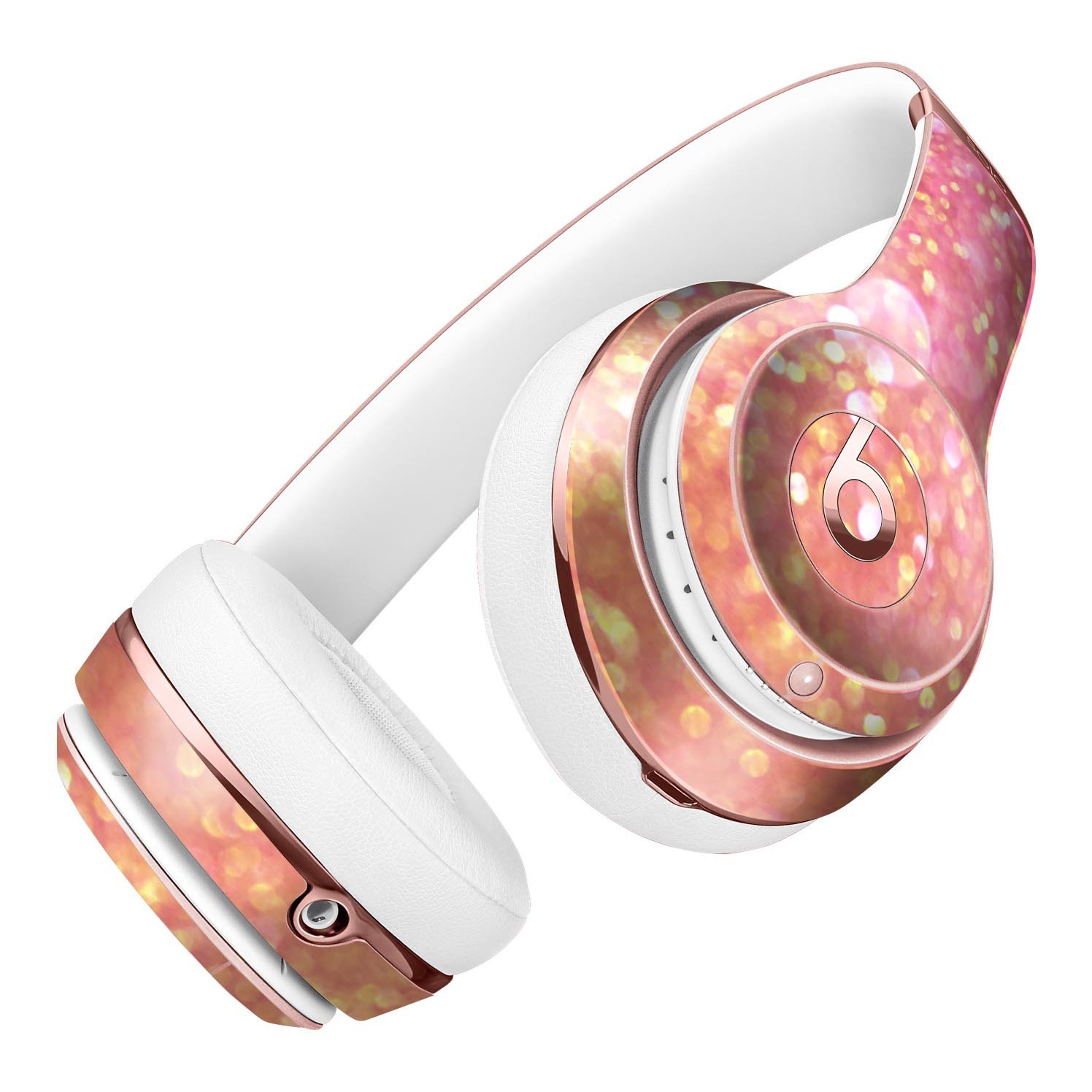 Glowing Pink and Gold Orbs of Light Skin Kit for Beats by Dre Solo 3 Wireless Headphones, showcasing vibrant colors and stylish design.