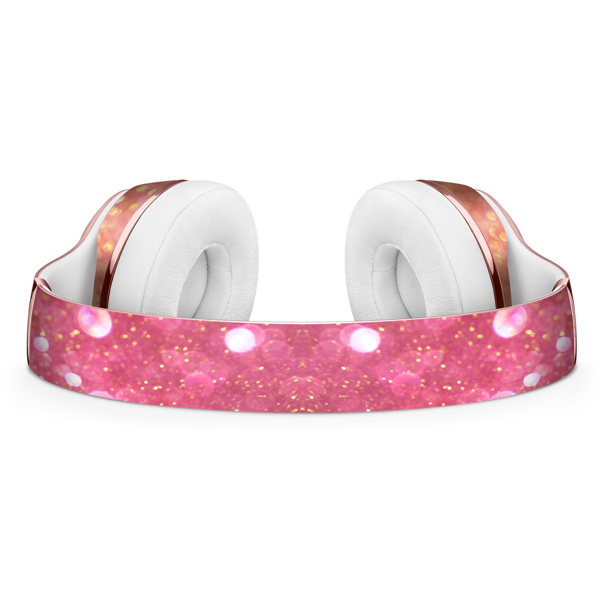 Glowing Pink and Gold Orbs of Light Skin Kit for Beats by Dre Solo 3 Wireless Headphones, showcasing vibrant colors and stylish design.